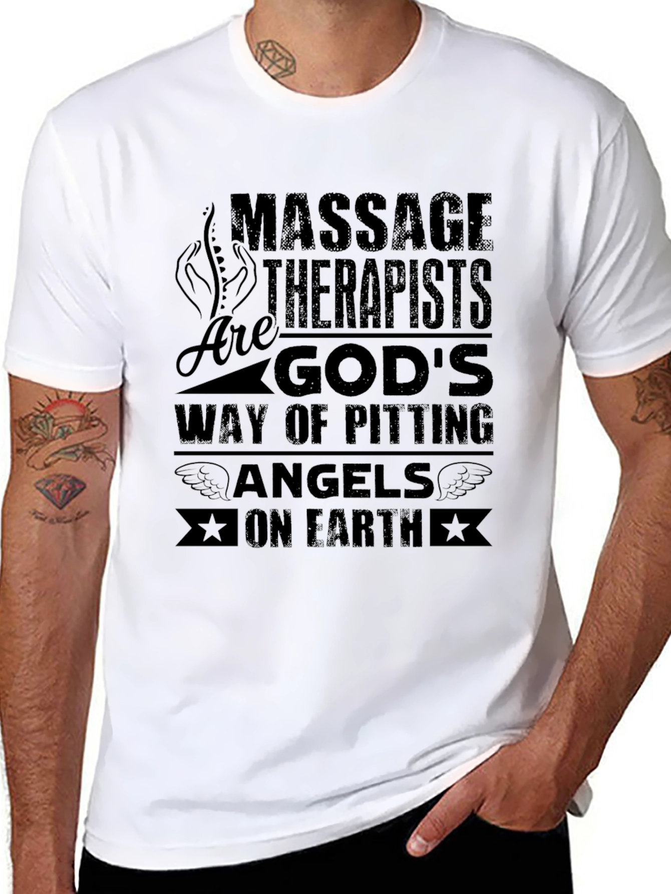 Massage Therapist Angels on Earth Graphic Tee