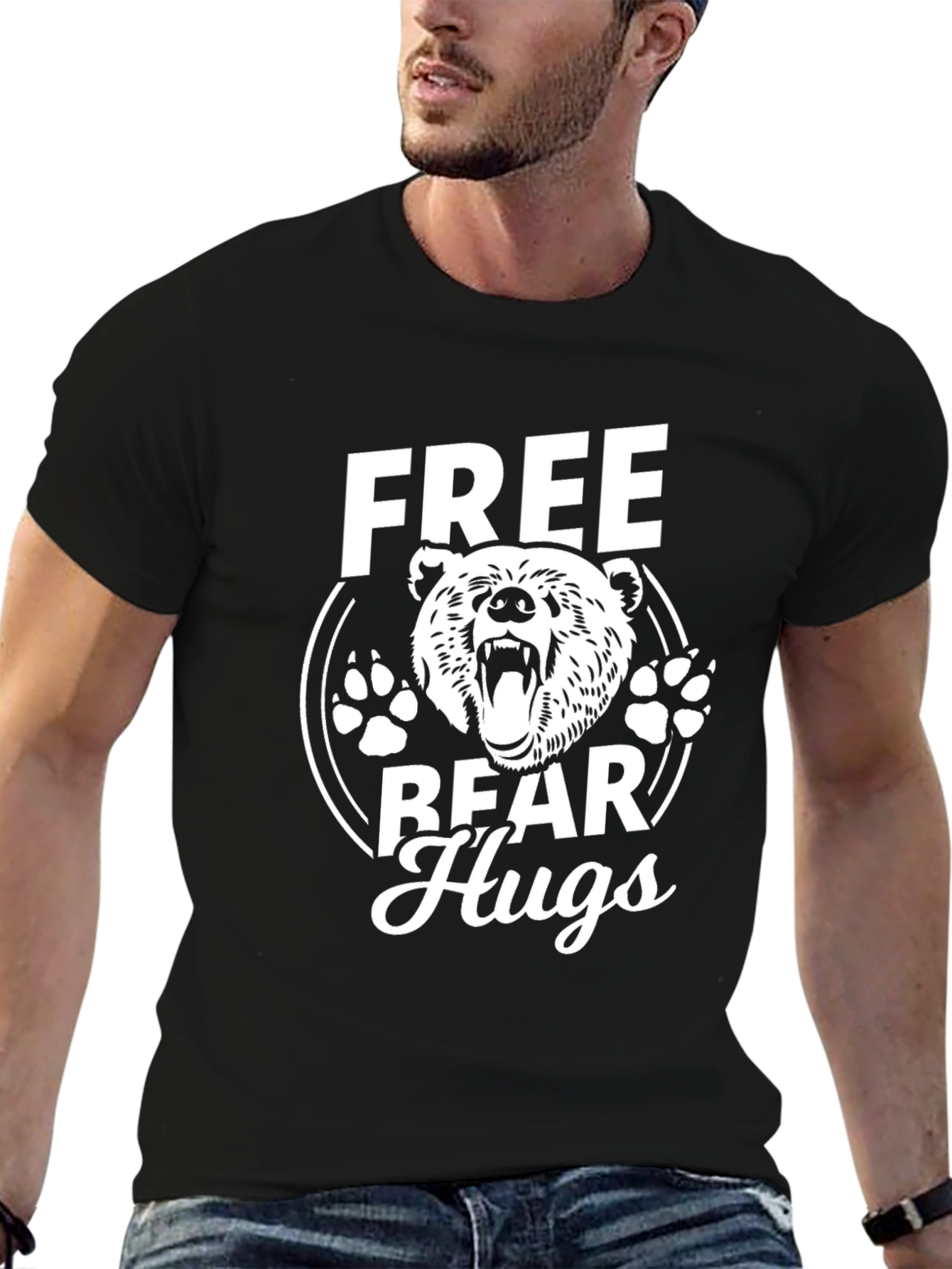 Free Bear Hugs Graphic Tee - Black