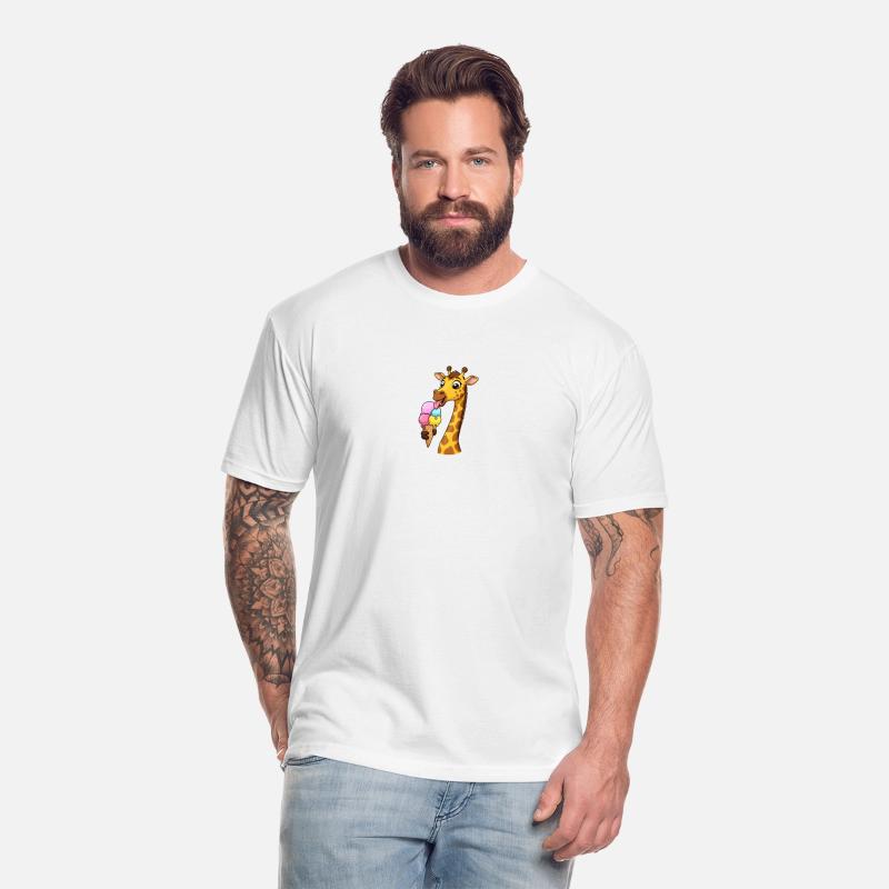 A giraffe licking a giant ice cream cone.