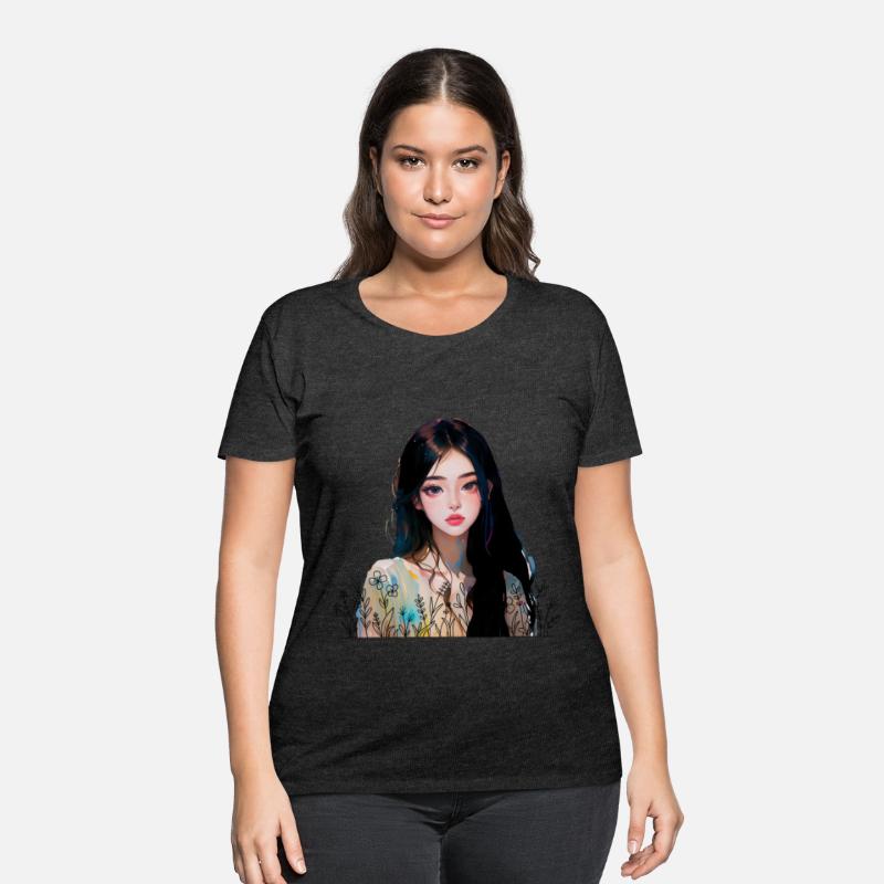 a girl with long black hair