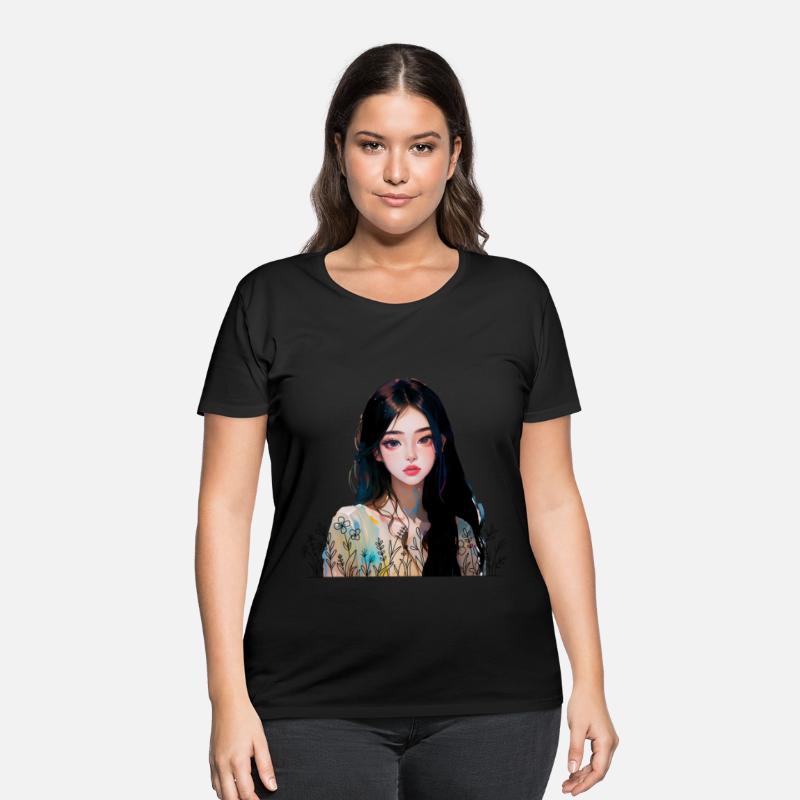 a girl with long black hair