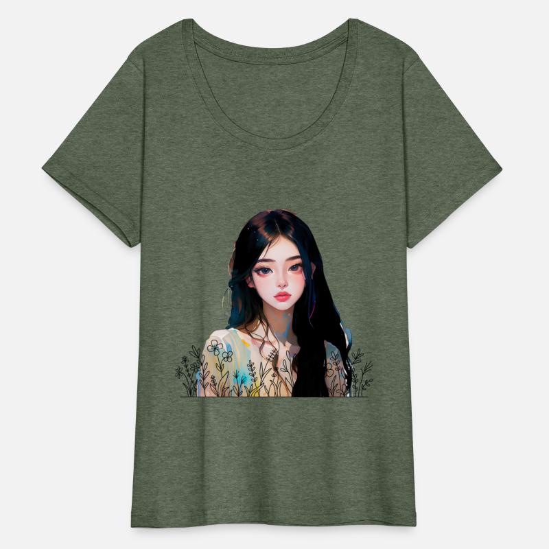 a girl with long black hair