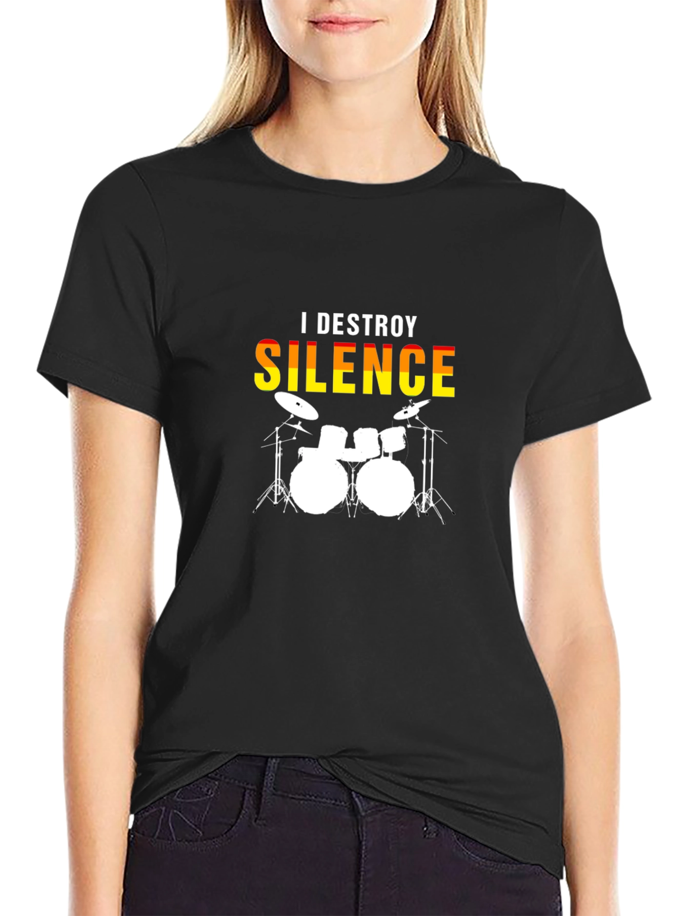 I Destroy Silence Drum Set Graphic T-Shirt