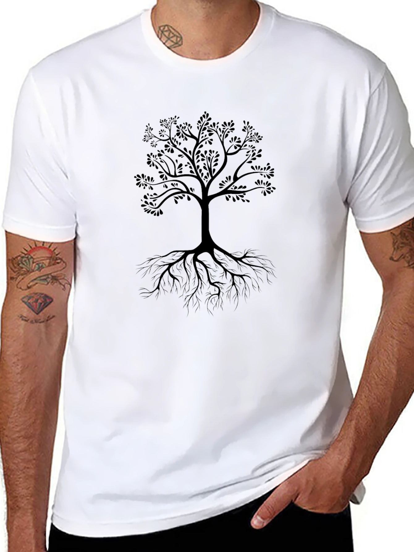 Mens Black Tree Graphic T-Shirt - Nature Inspired