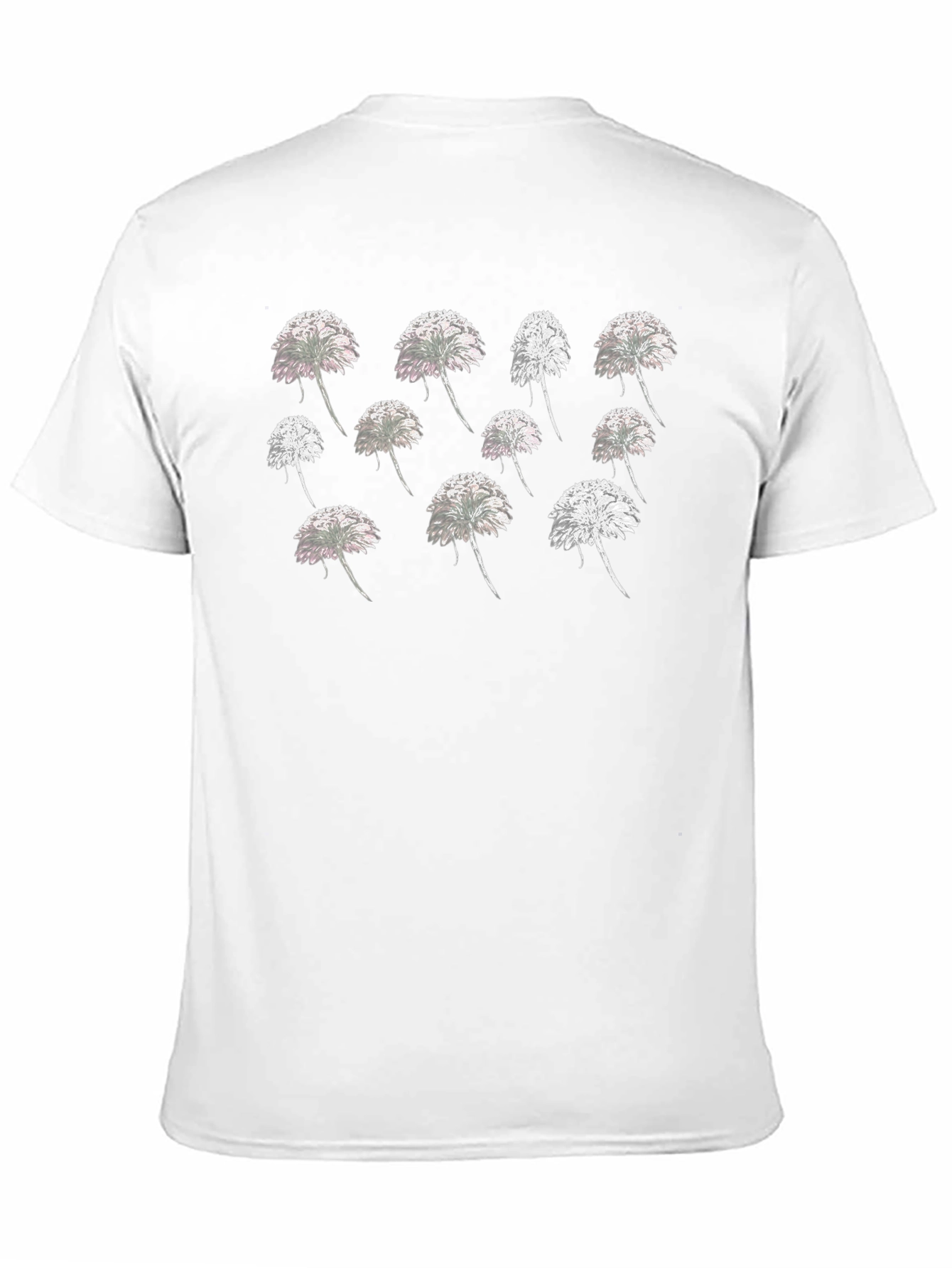 Dandelion Print Crew Neck T-Shirt - Black