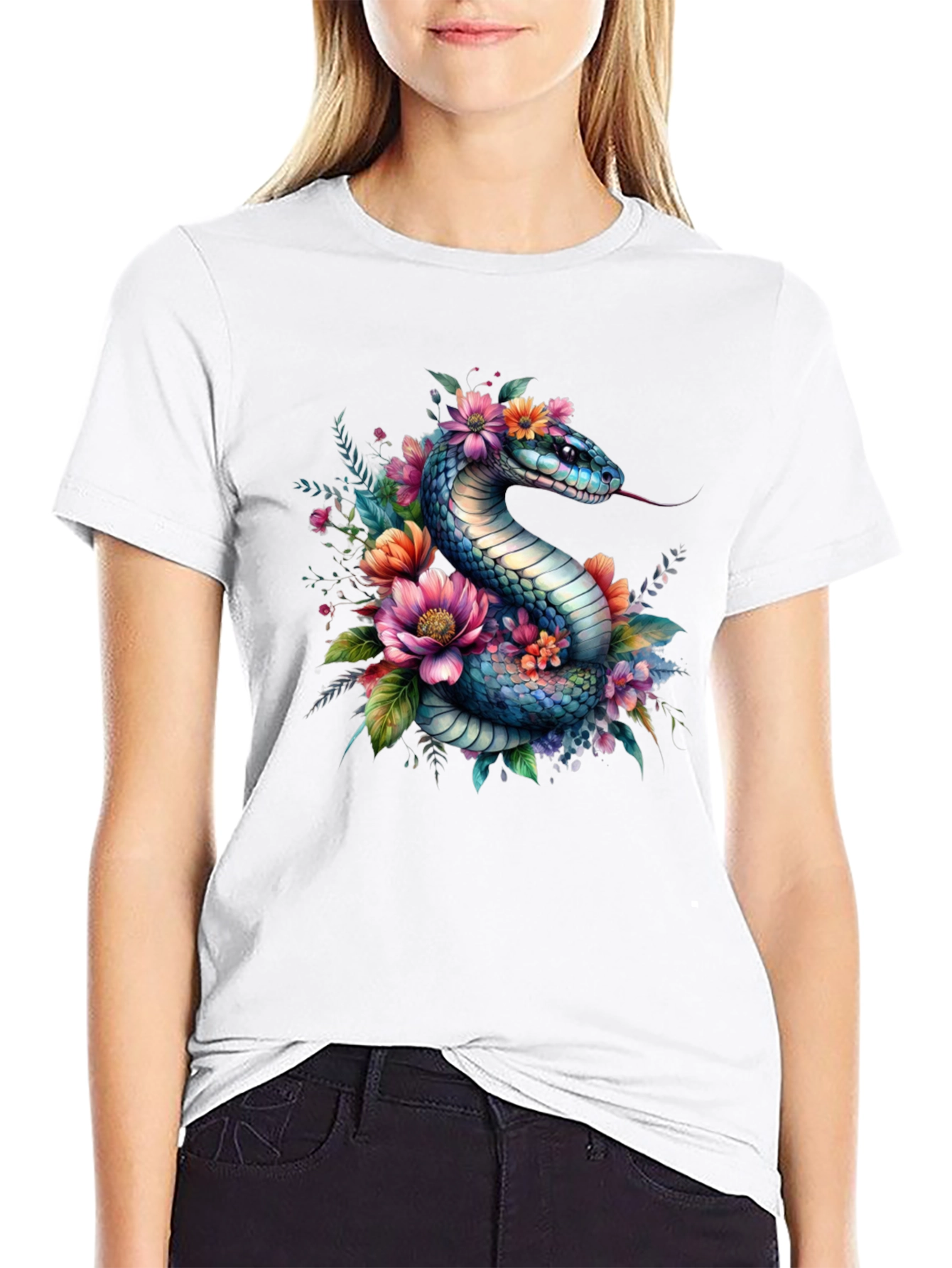 Floral Snake Graphic Tee