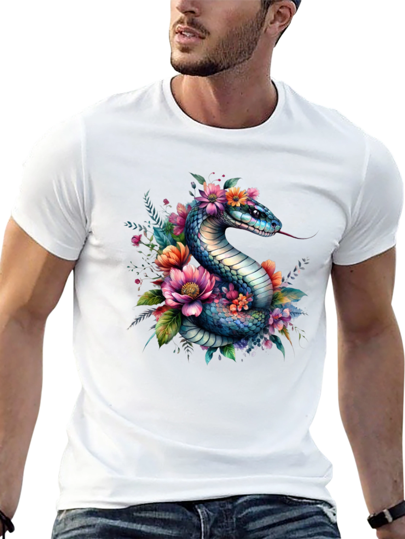 Floral Snake Graphic Tee