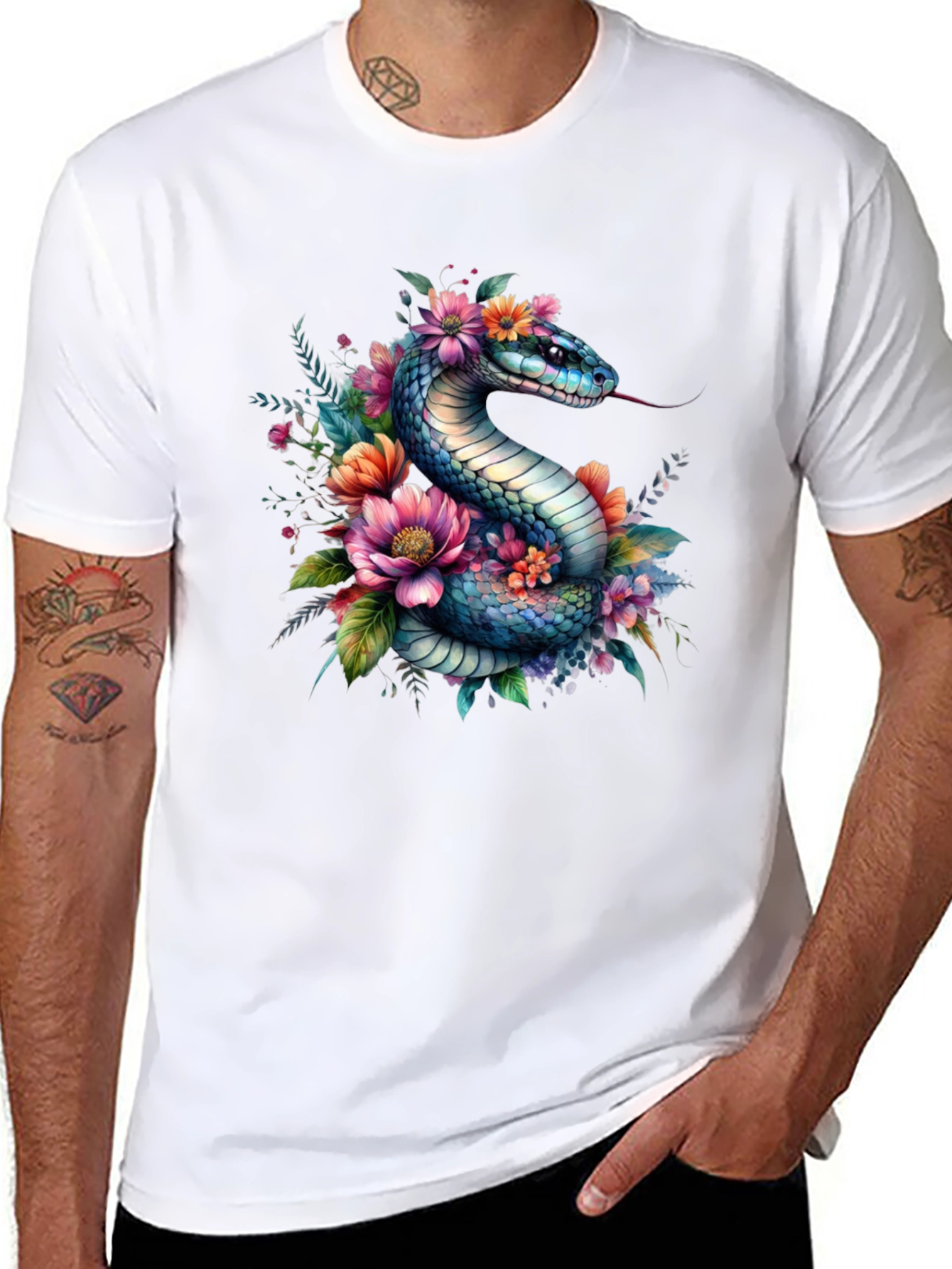 Floral Snake Graphic Tee