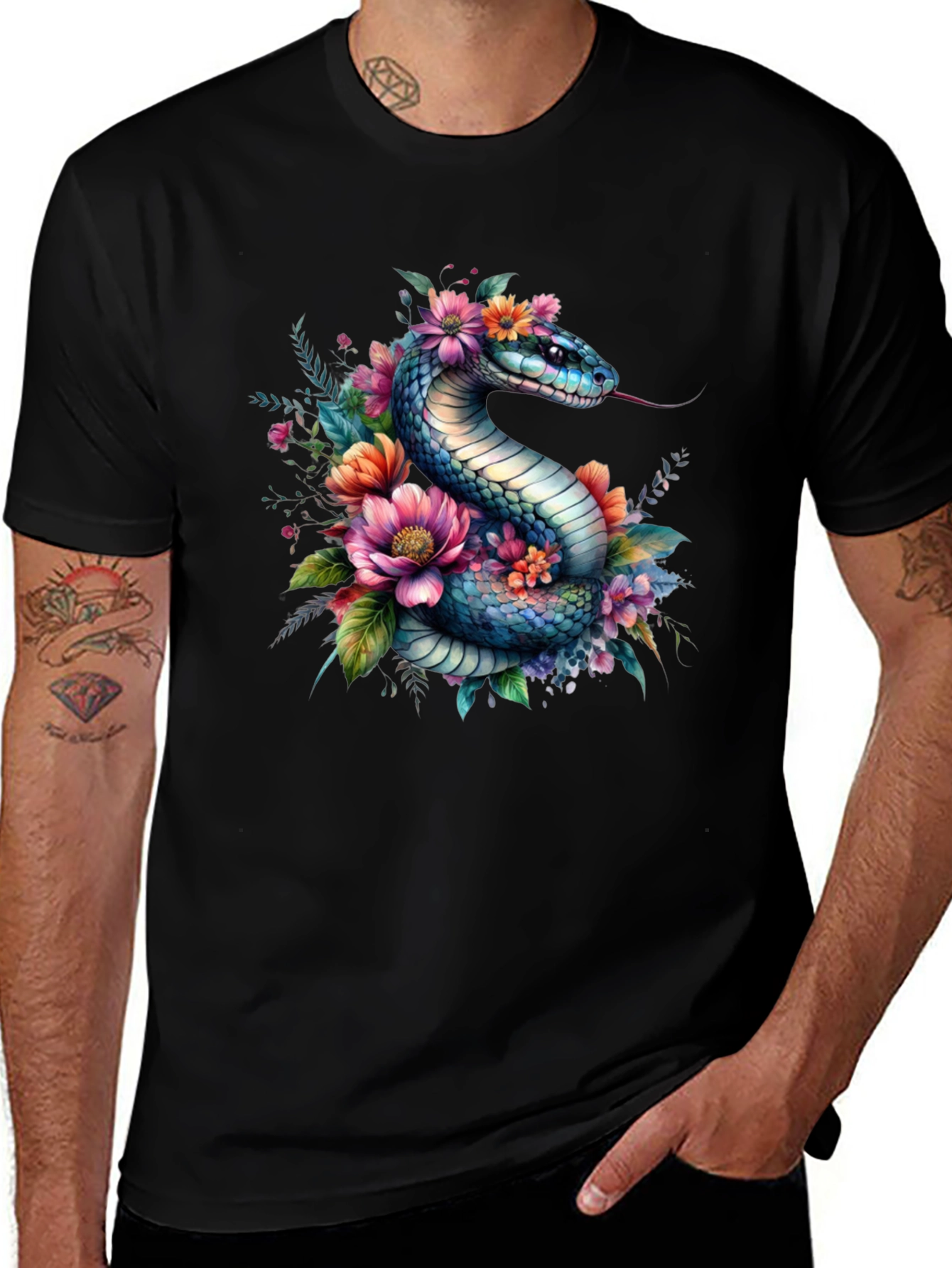 Floral Snake Graphic Tee
