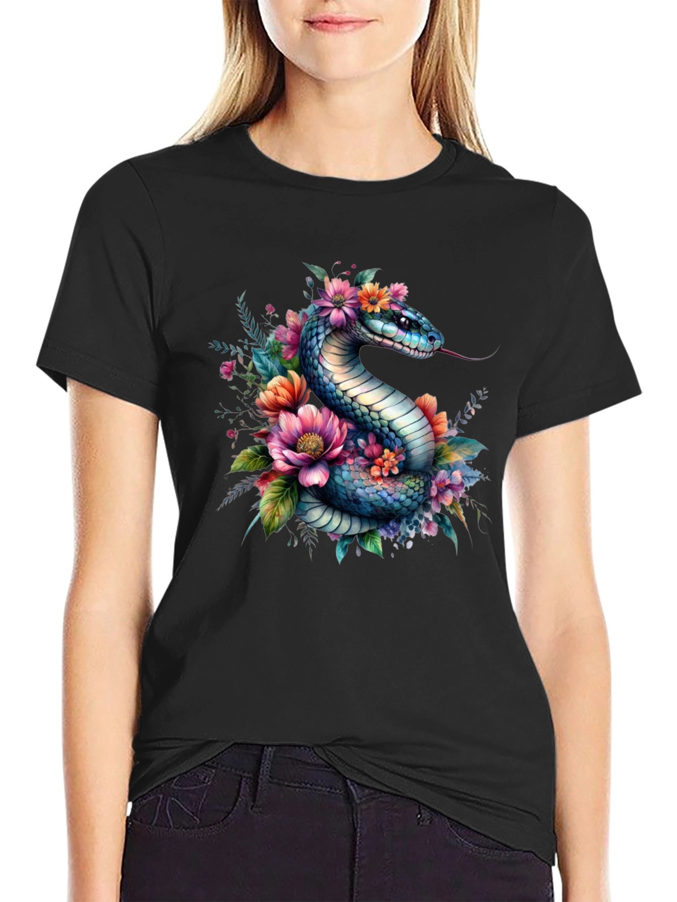 Floral Snake Graphic Tee