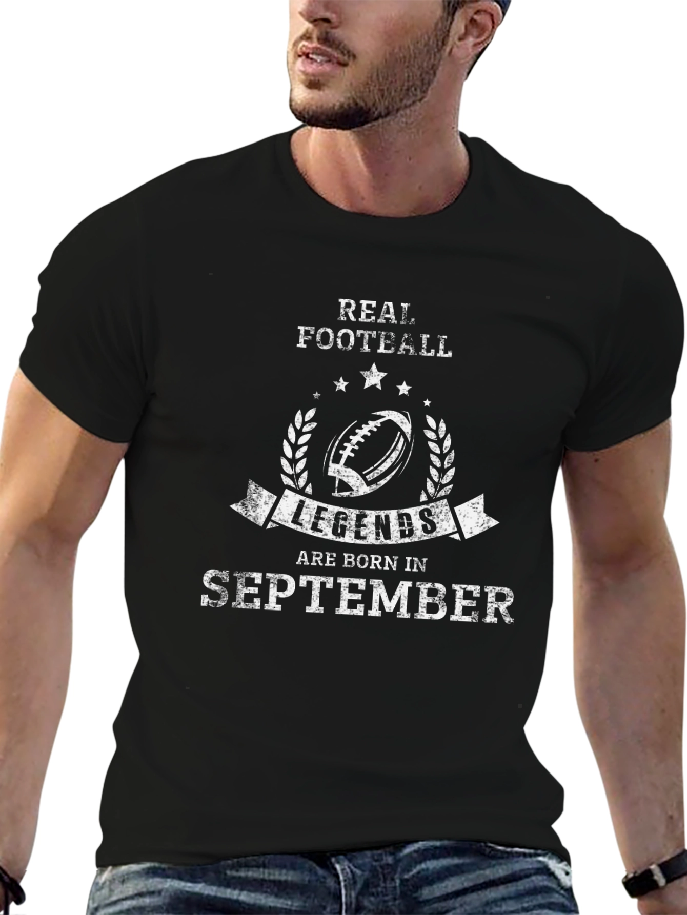 Real Football Legends Born in September Black T-Shirt