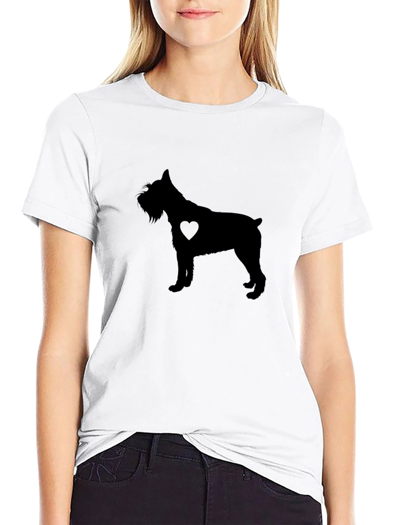 Dog Lover Tee: Schnauzer Silhouette Heart T-Shirt