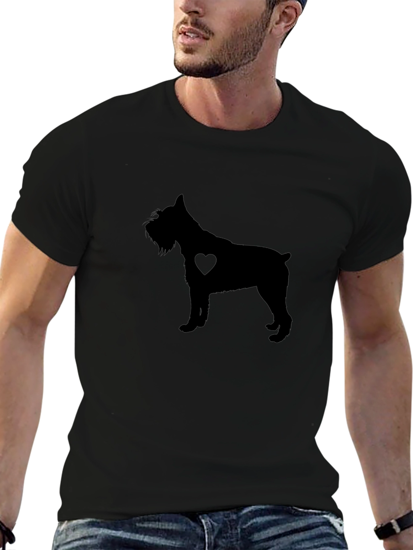 Dog Lover Tee: Schnauzer Silhouette Heart T-Shirt