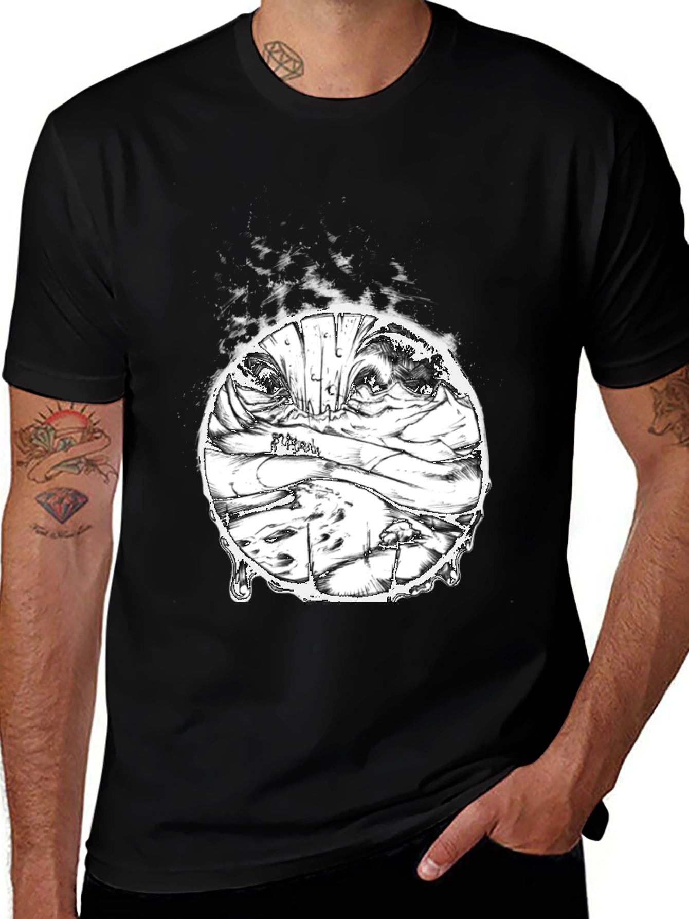 Mummy Head Graphic Print Mens T-Shirt