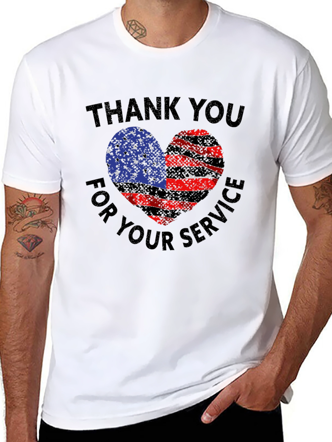 Thank You For Service Patriotic Heart T-Shirt