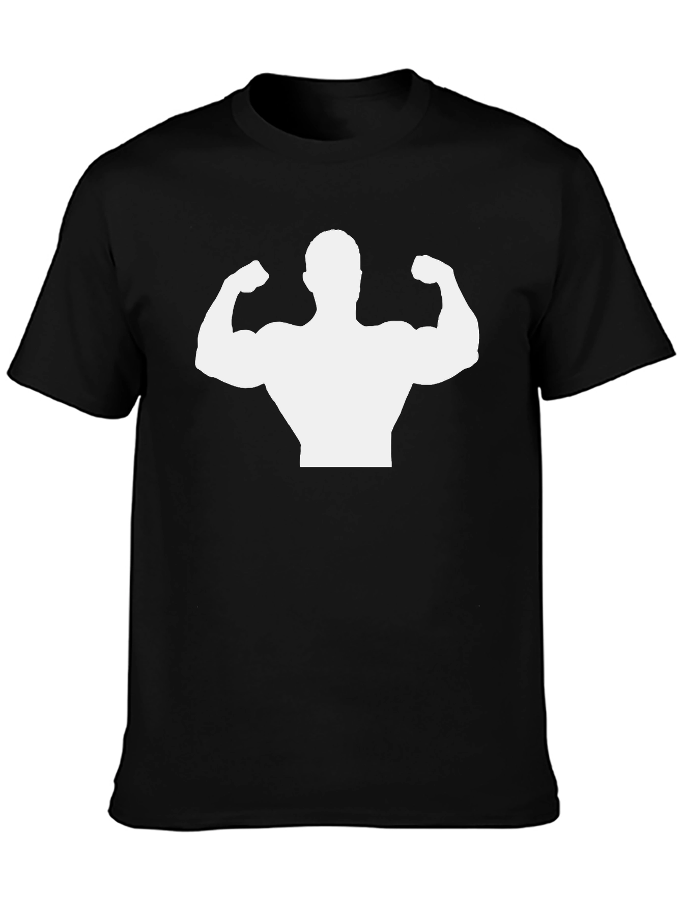 Muscle Man Silhouette Graphic Tee - Black Cotton Shirt
