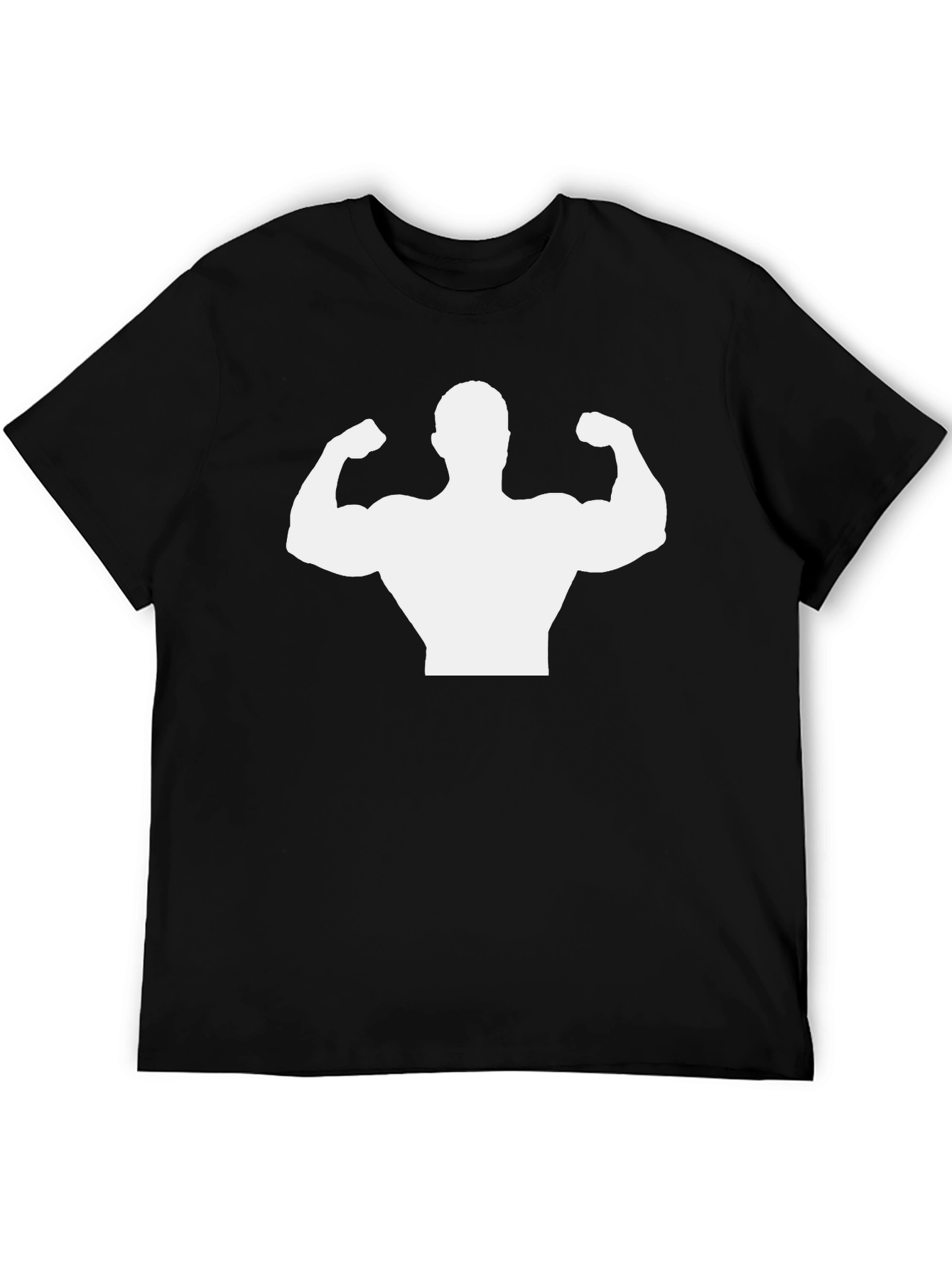 Muscle Man Silhouette Graphic Tee - Black Cotton Shirt