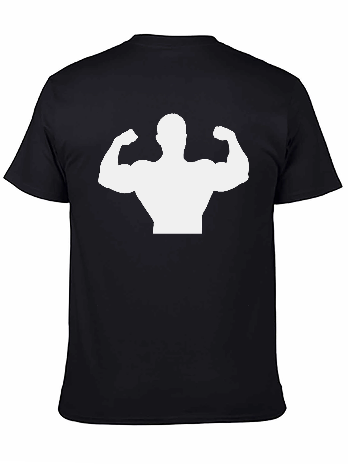 Muscle Man Silhouette Graphic Tee - Black Cotton Shirt