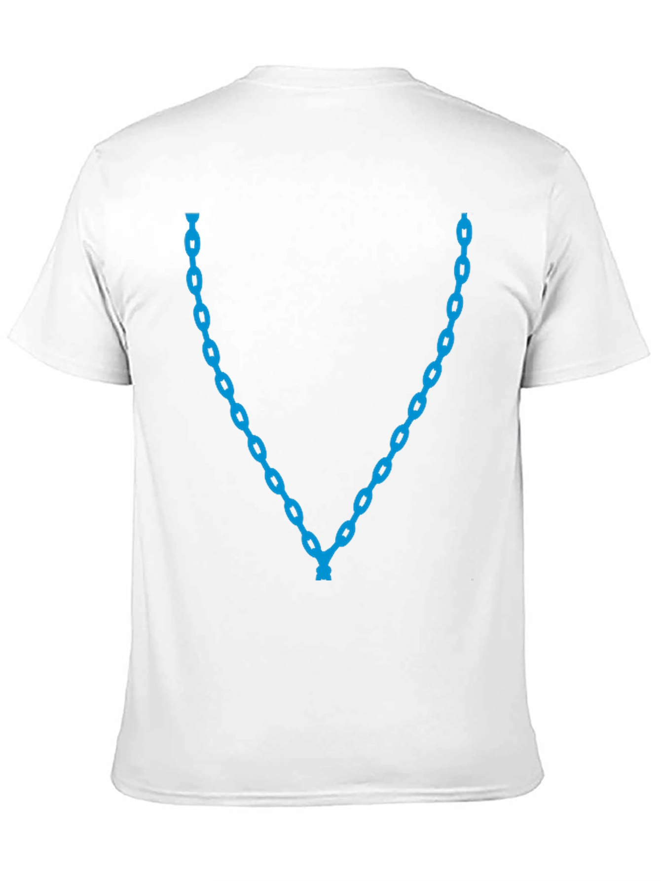 Mens Black T-Shirt with Blue Chain Necklace Design