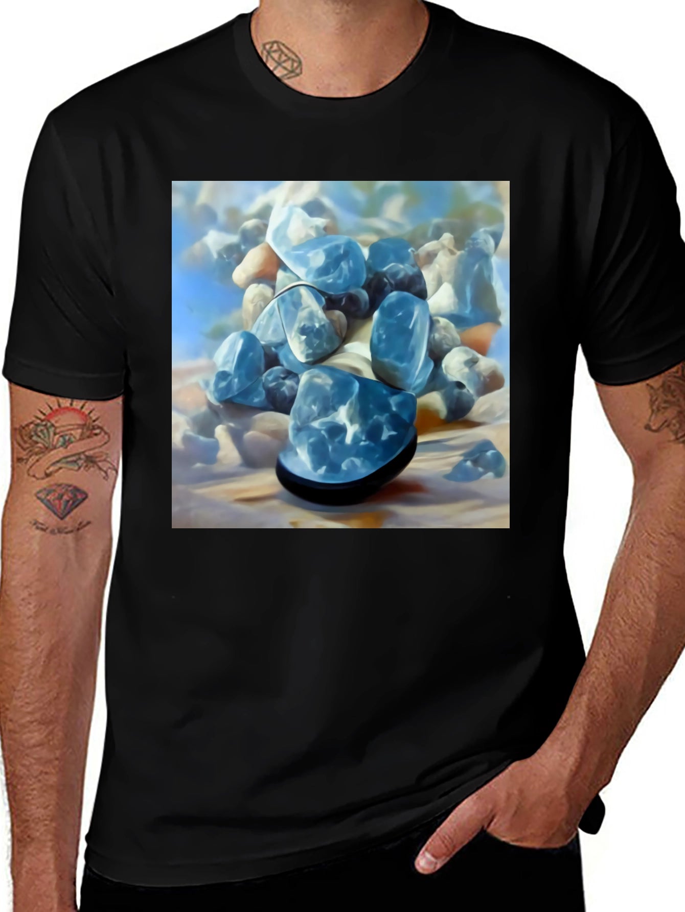 Blue Stone Graphic Tee - Modern Art