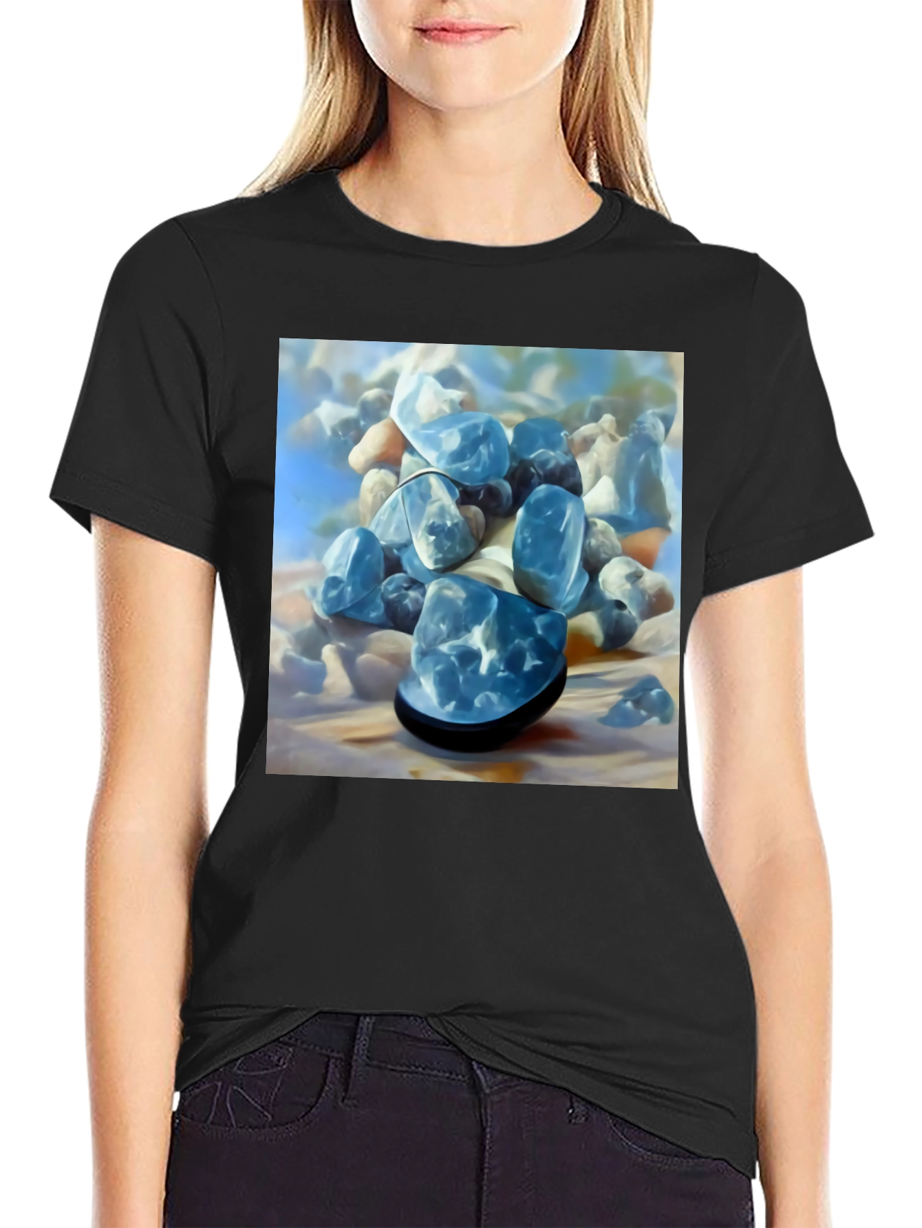 Blue Stone Graphic Tee - Modern Art
