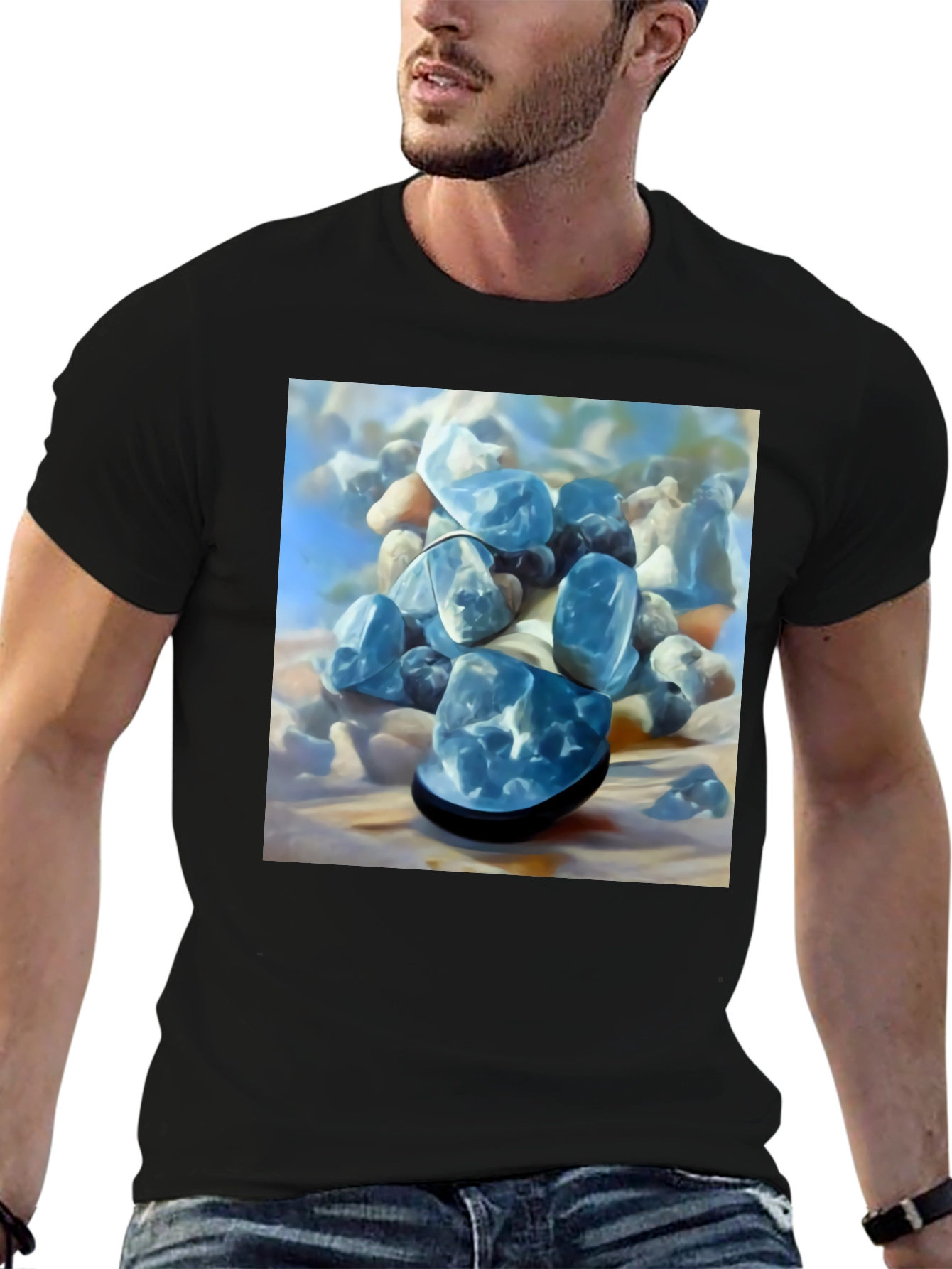 Blue Stone Graphic Tee - Modern Art
