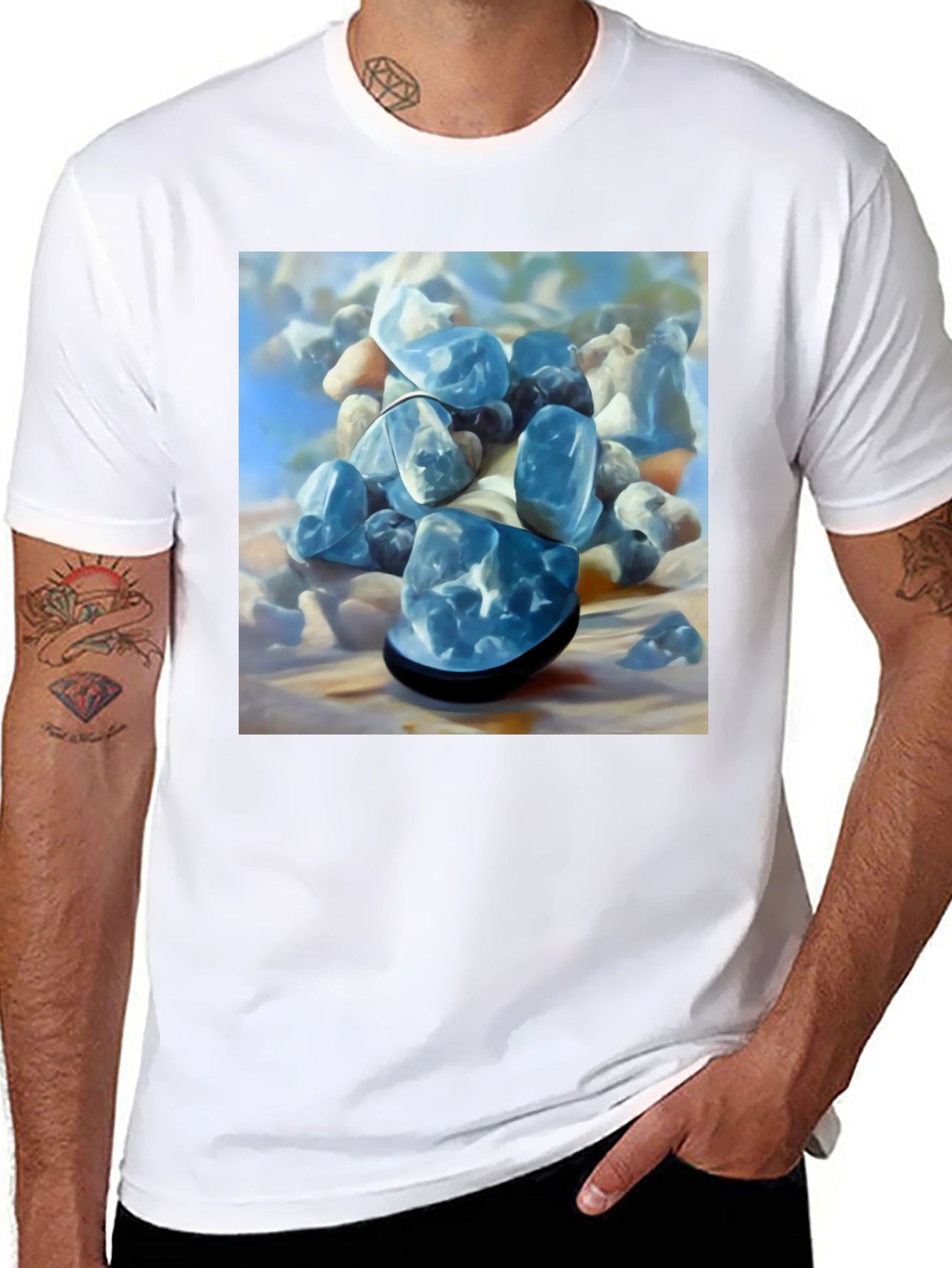 Blue Stone Graphic Tee - Modern Art