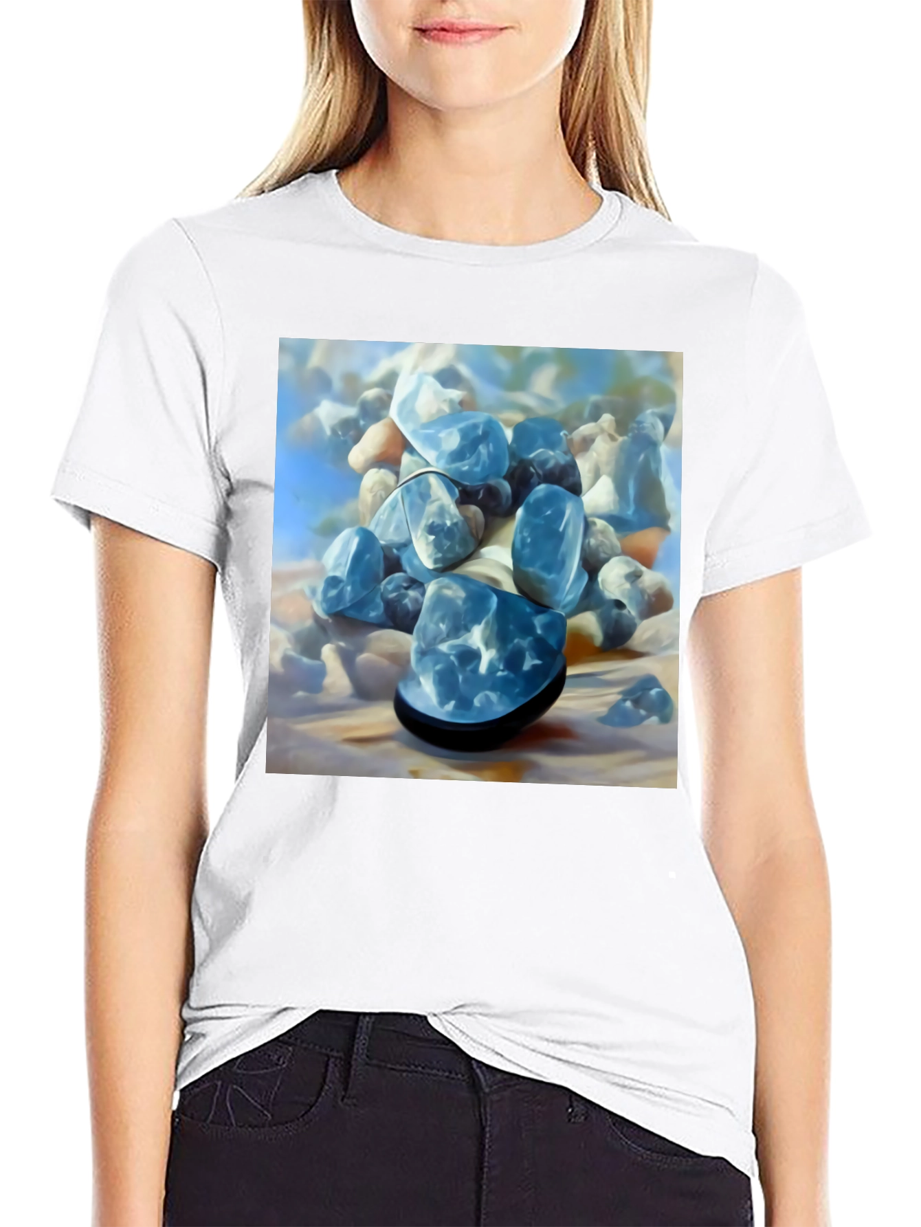 Blue Stone Graphic Tee - Modern Art
