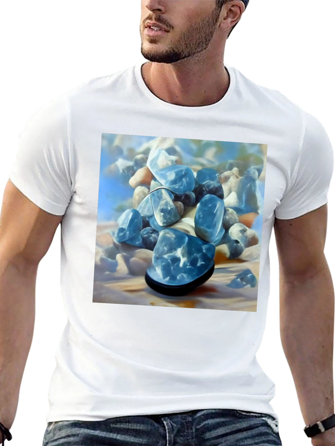 Blue Stone Graphic Tee - Modern Art