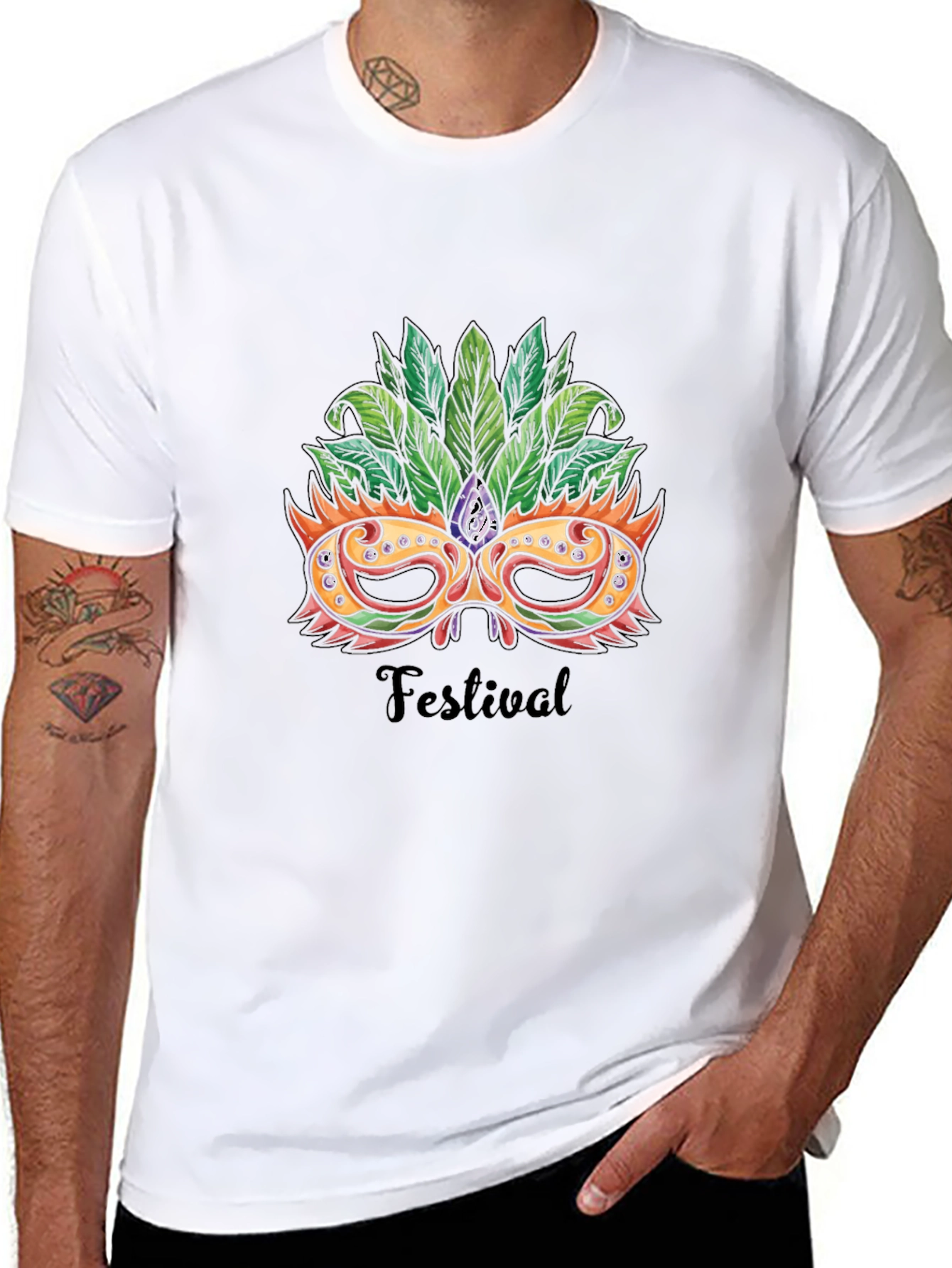 Festival Mask Graphic Tee - Stylish Unisex T-Shirt