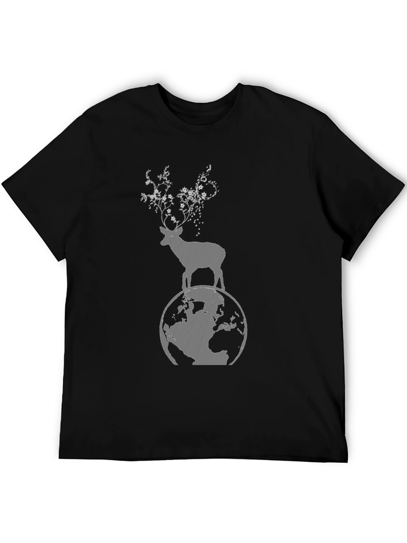 Nature Graphic Tee - Deer on Globe T-Shirt