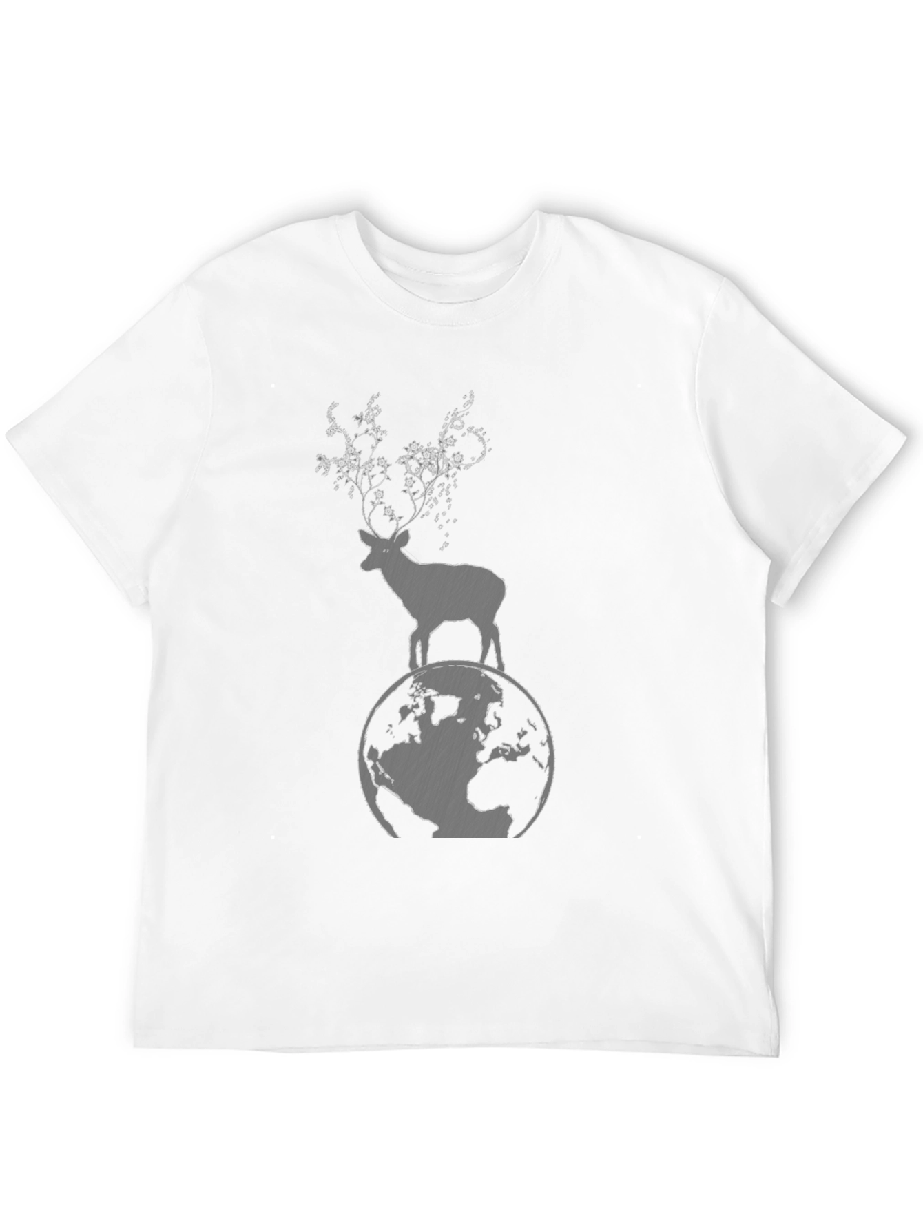 Nature Graphic Tee - Deer on Globe T-Shirt
