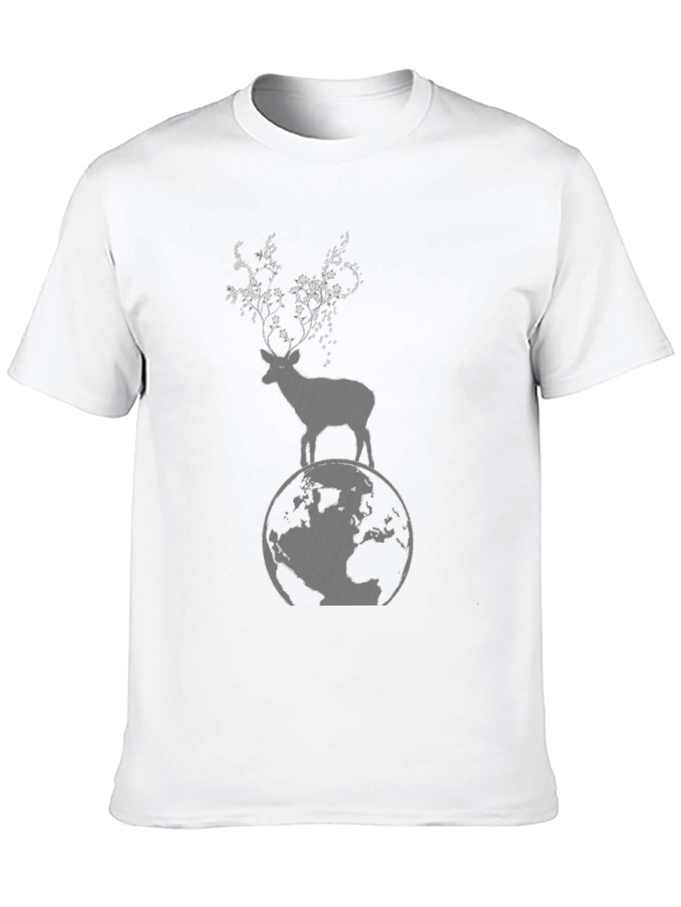 Nature Graphic Tee - Deer on Globe T-Shirt