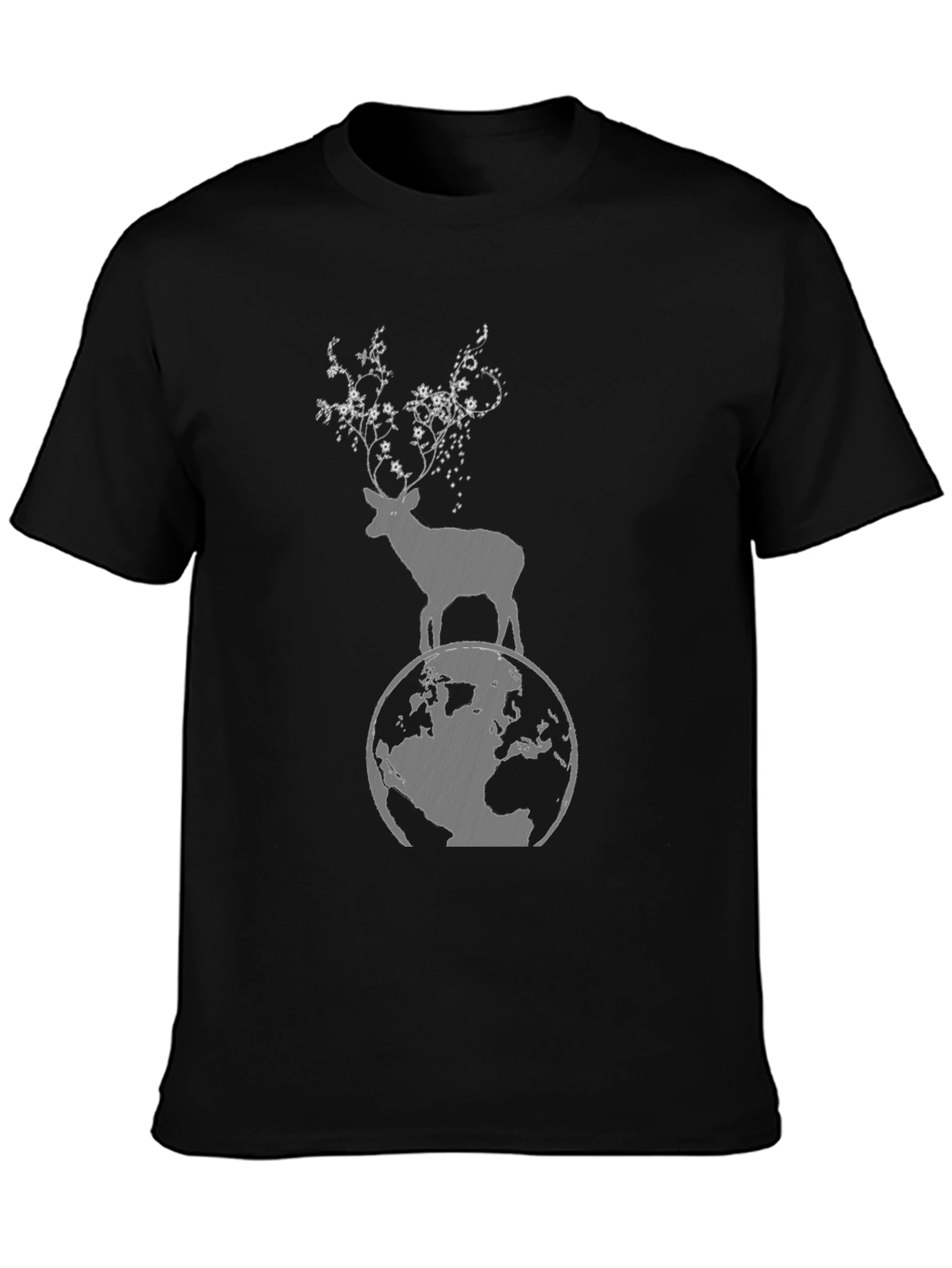 Nature Graphic Tee - Deer on Globe T-Shirt