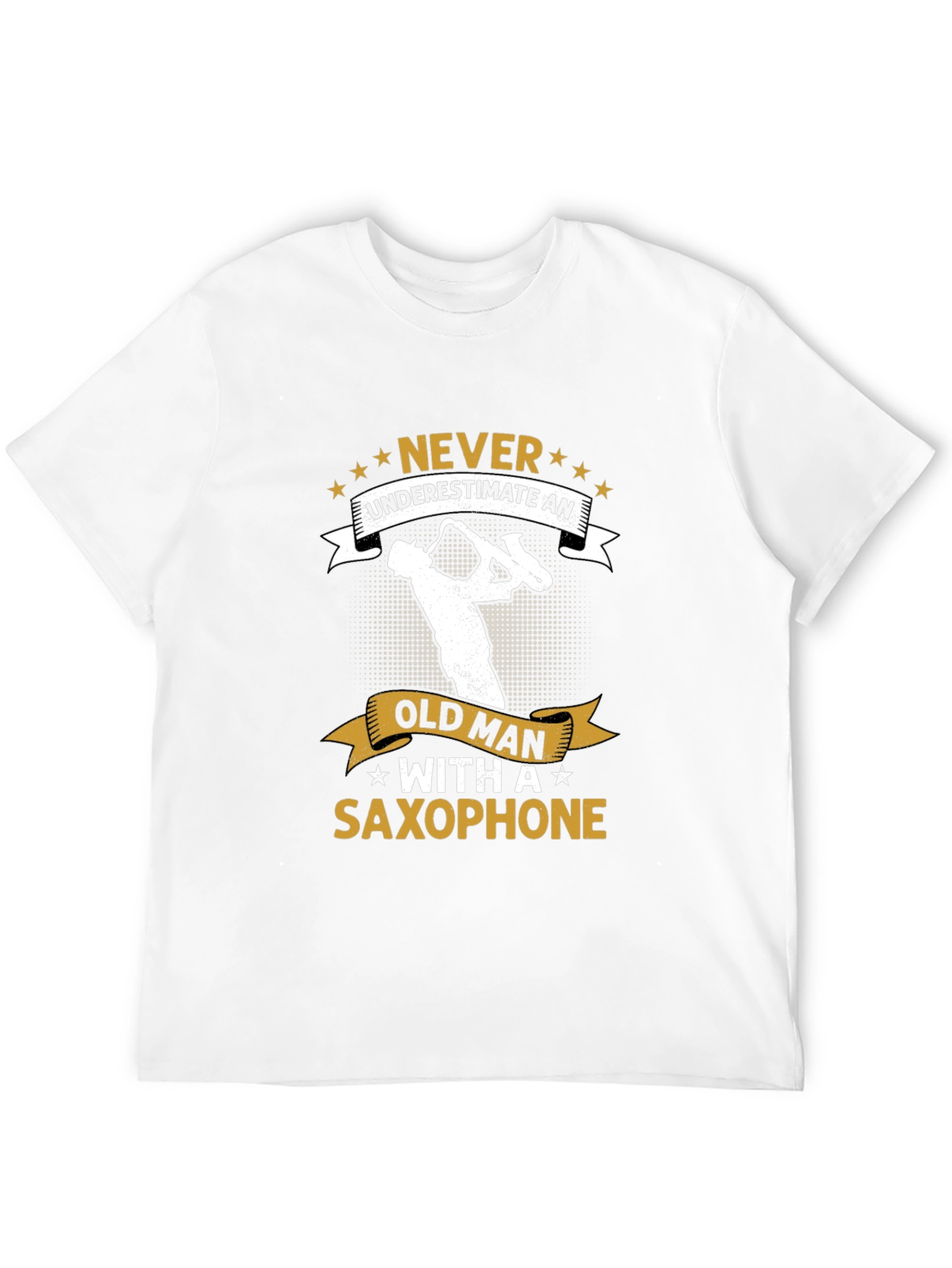 Saxophone Old Man Graphic Tee - Black