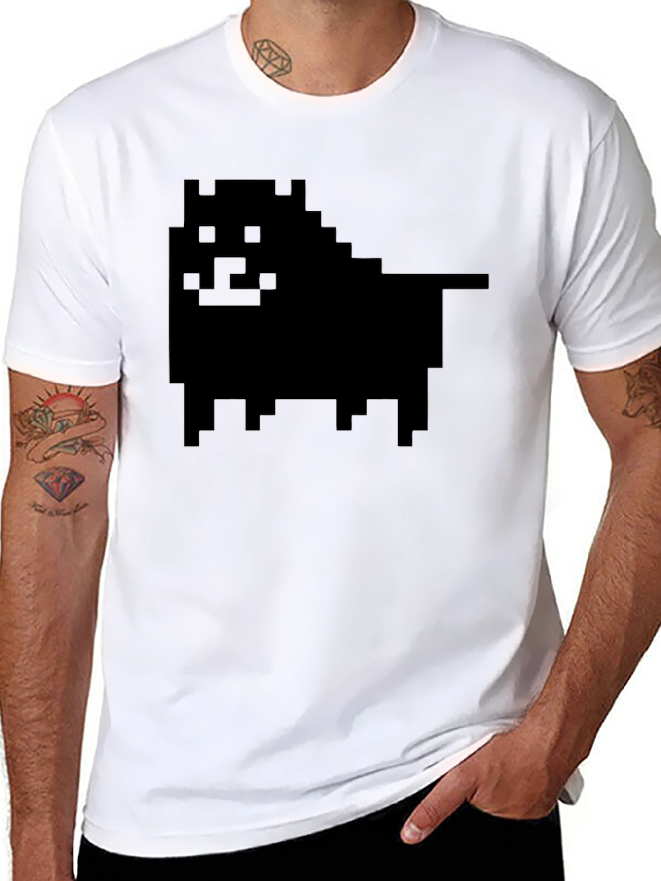 Pixel Dog Graphic Black T-Shirt