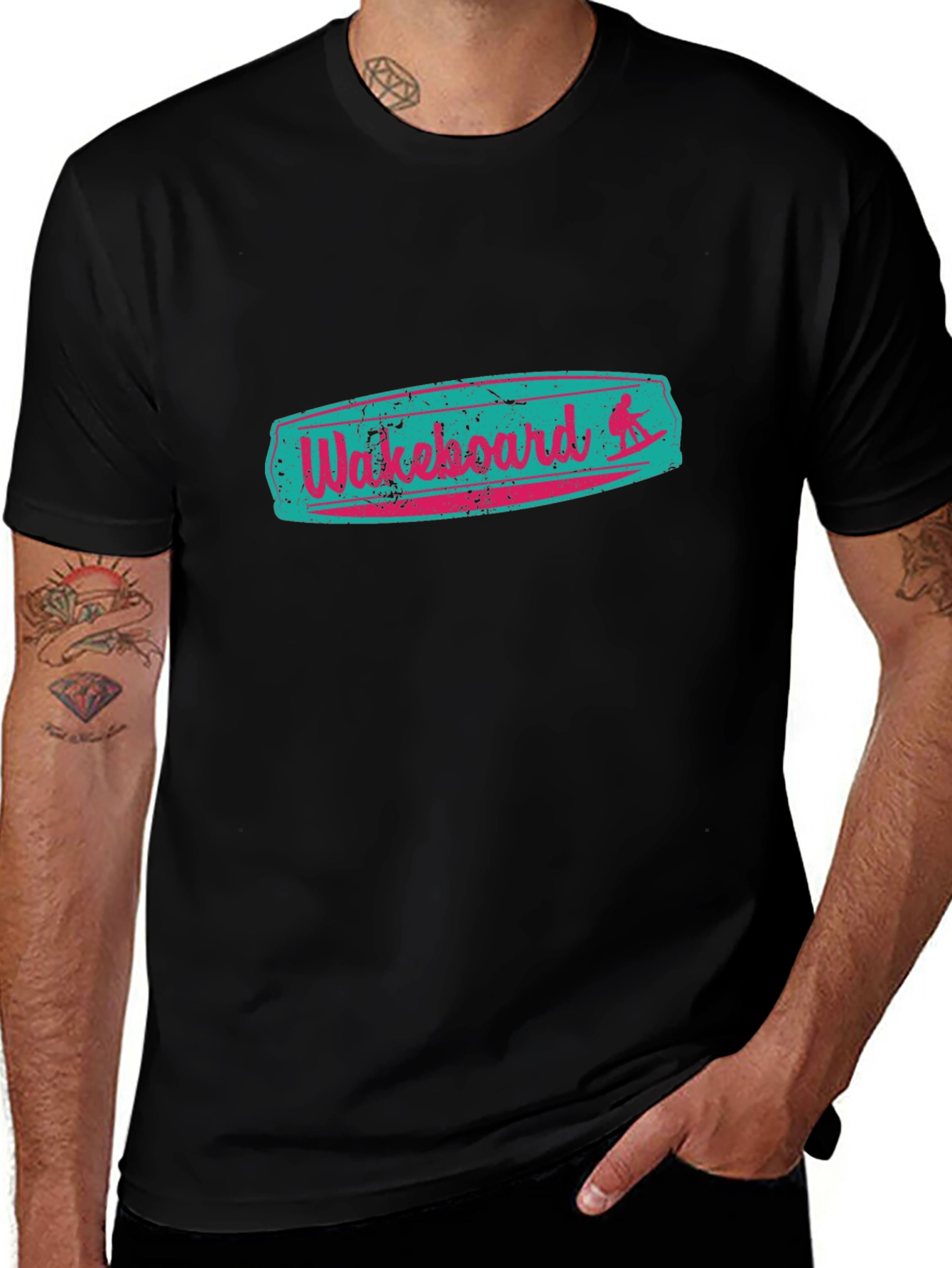 Retro Wakeboard Graphic Tee - Black