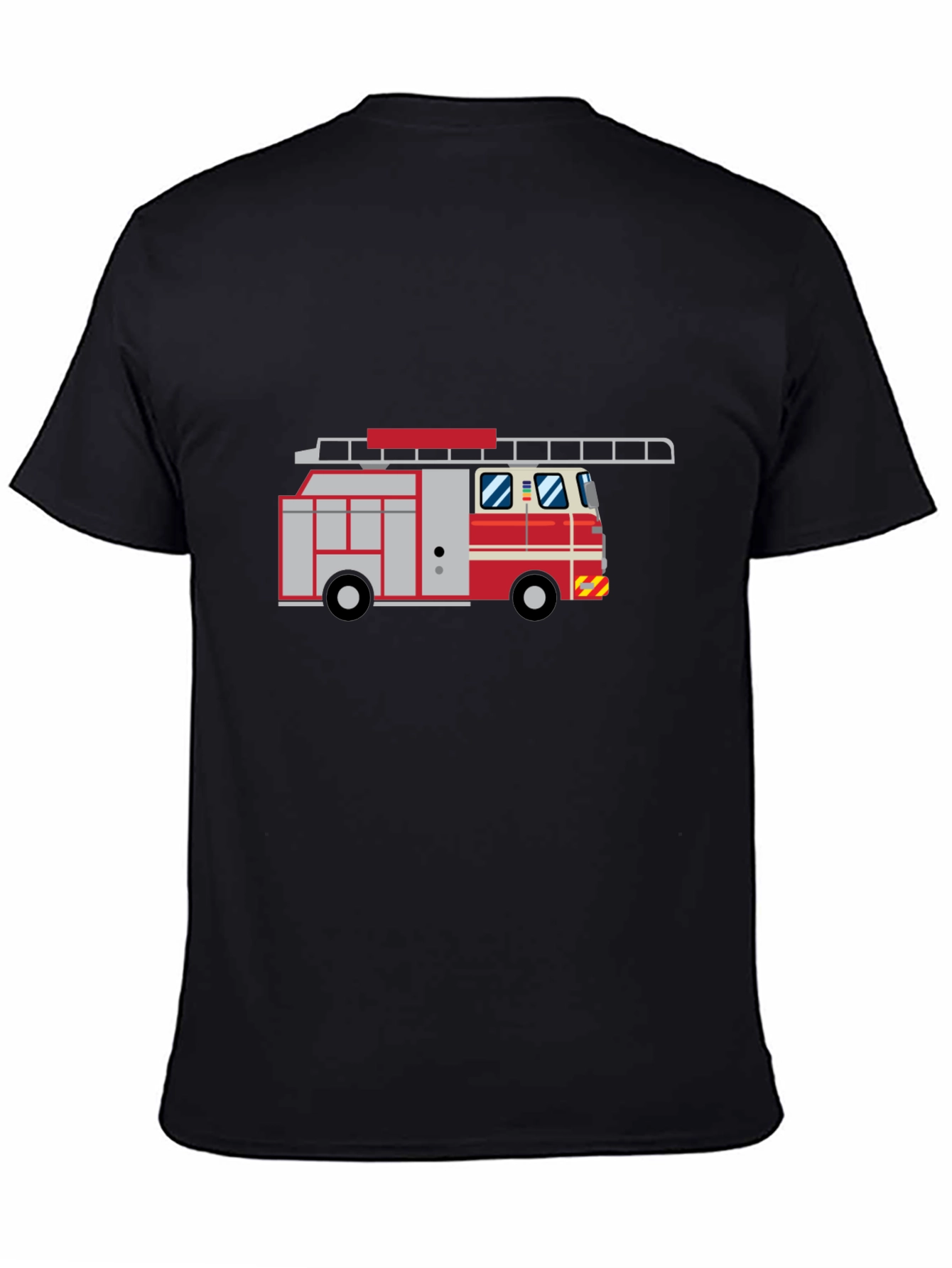 Fire Truck Graphic Tee - Black Cotton T-Shirt