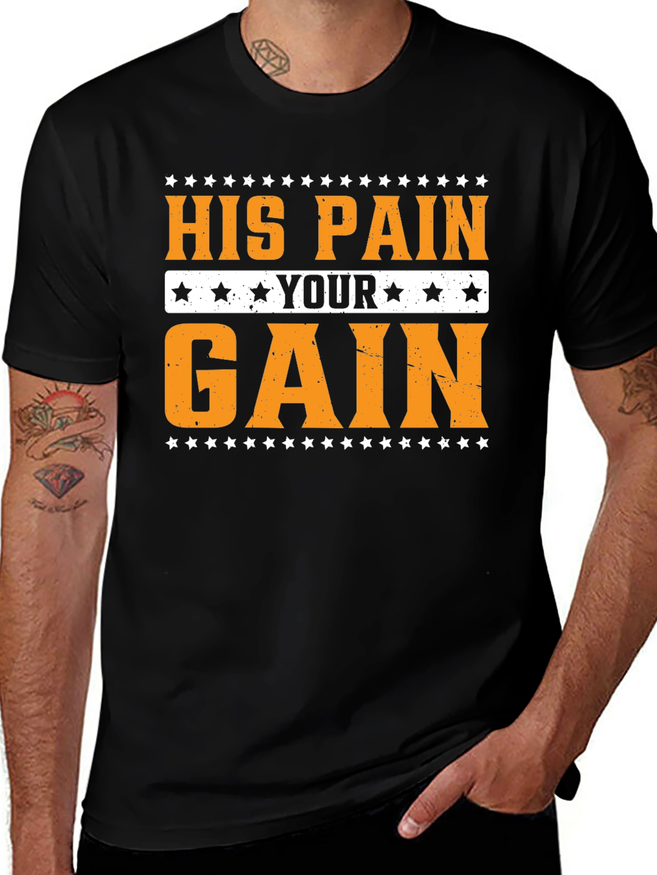 His Pain Your Gain Graphic Tee - Motivational T-Shirt