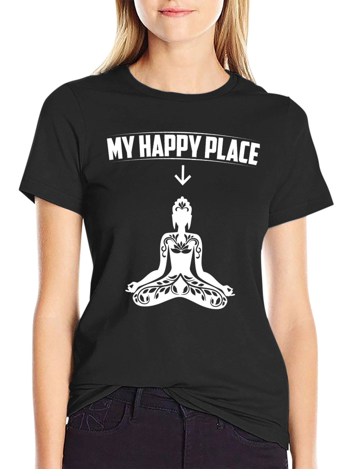 My Happy Place Buddha Graphic Tee - Black