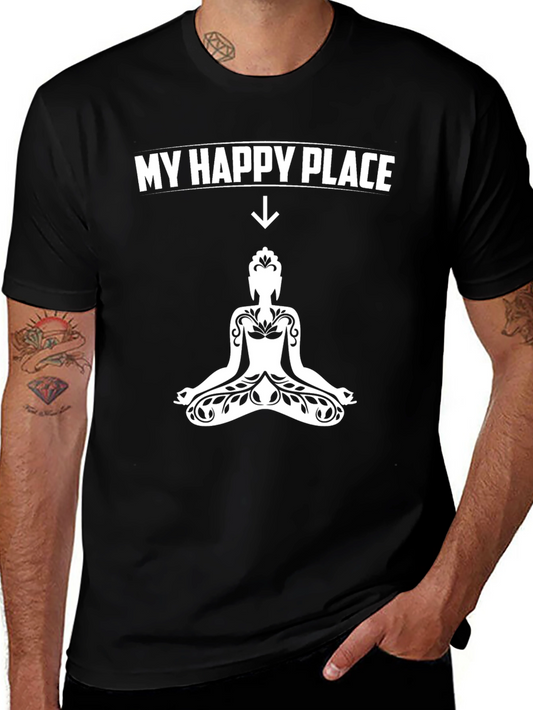 My Happy Place Buddha Graphic Tee - Black