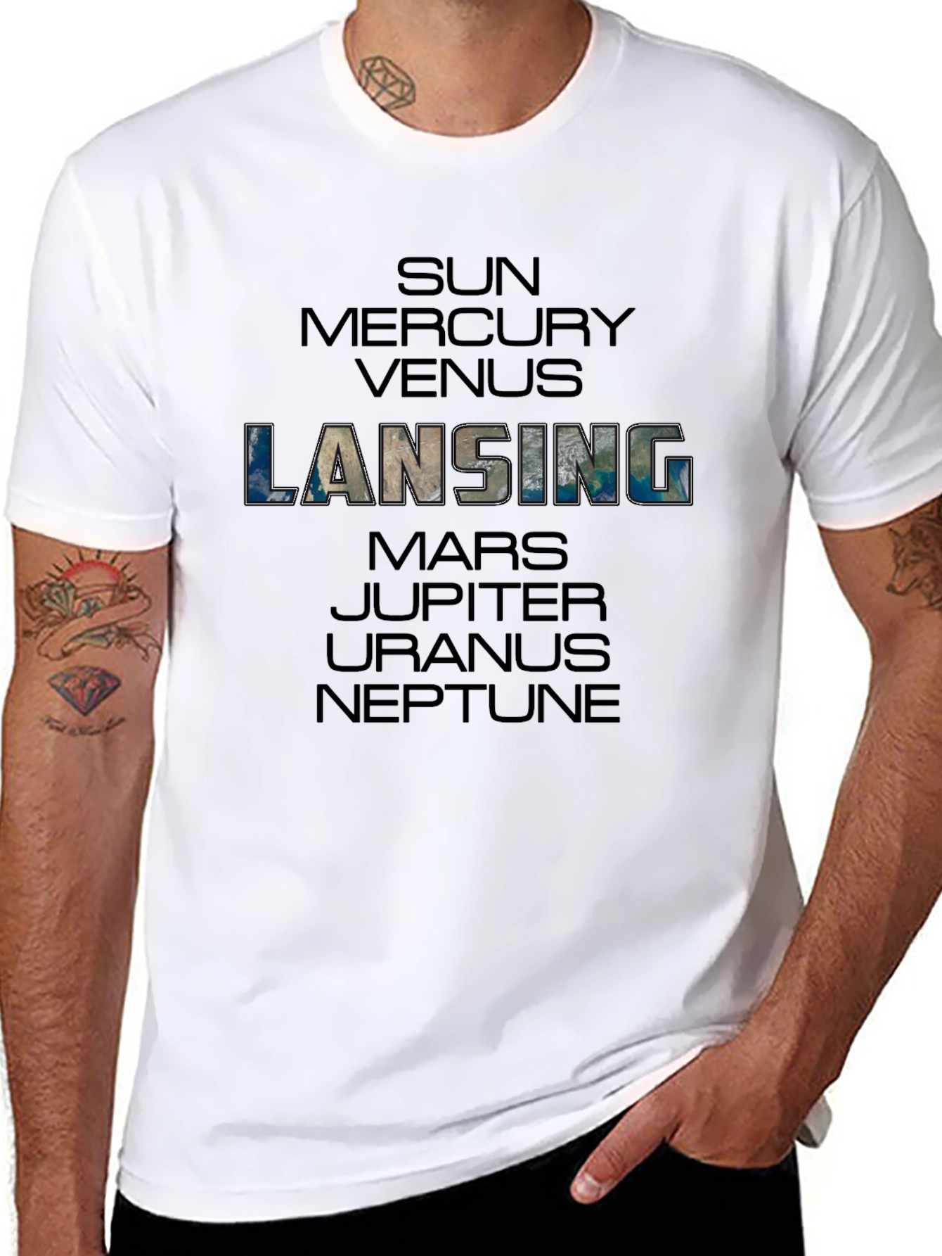 Lansing Planets Graphic Black T-Shirt