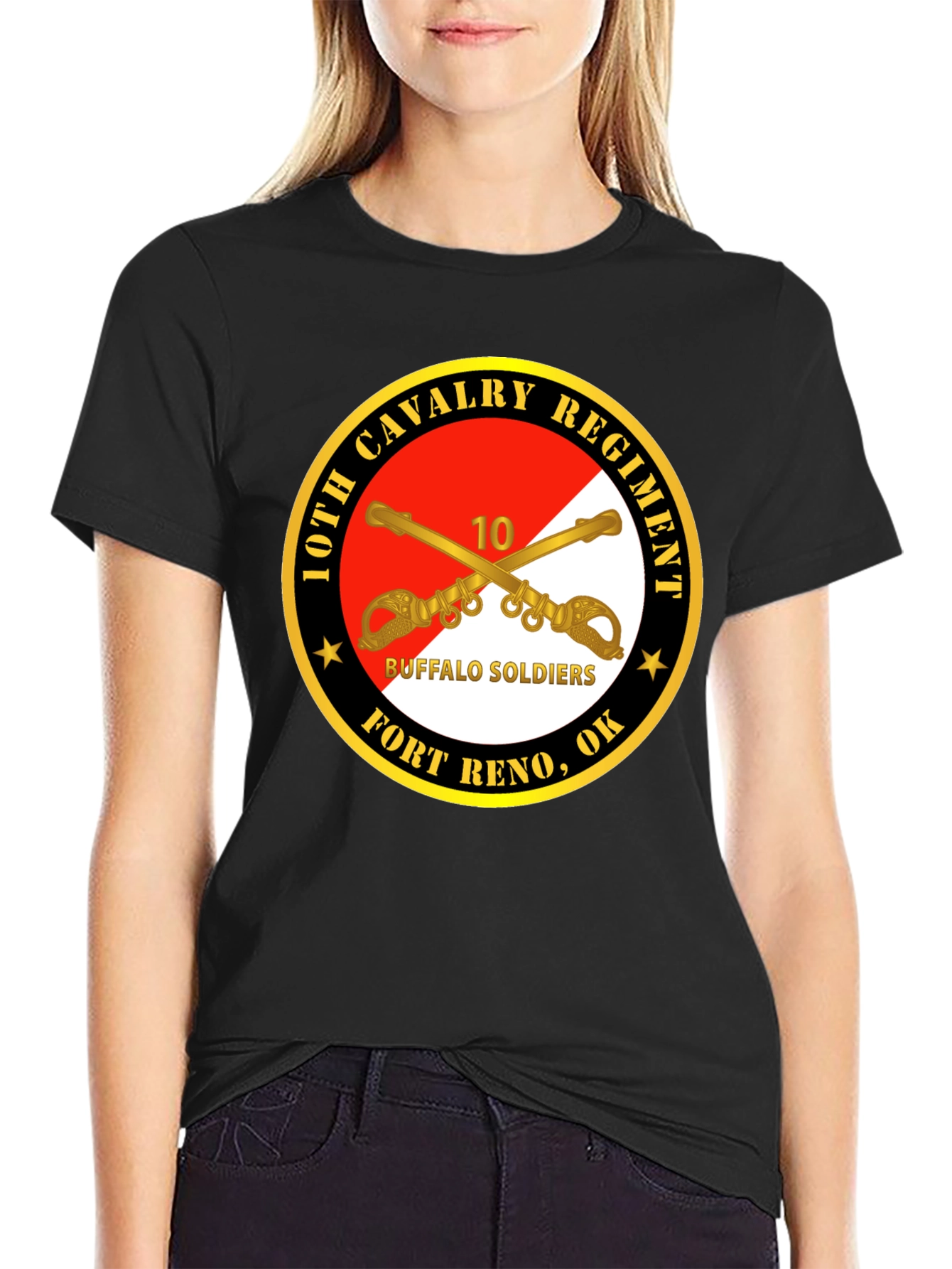 10th Cavalry Regiment Buffalo Soldiers Black T-Shirt