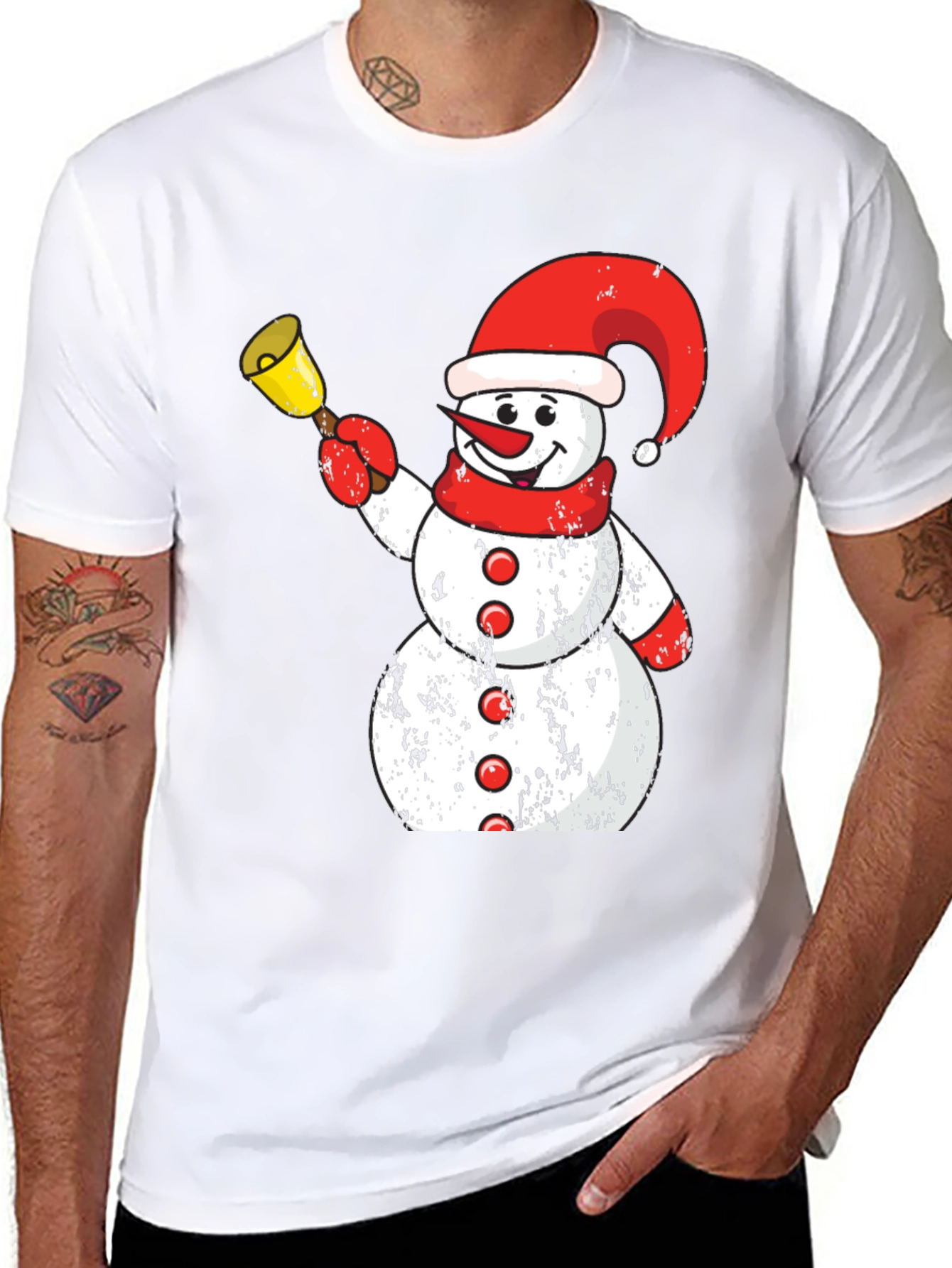 Festive Snowman Graphic Tee - Holiday Spirit