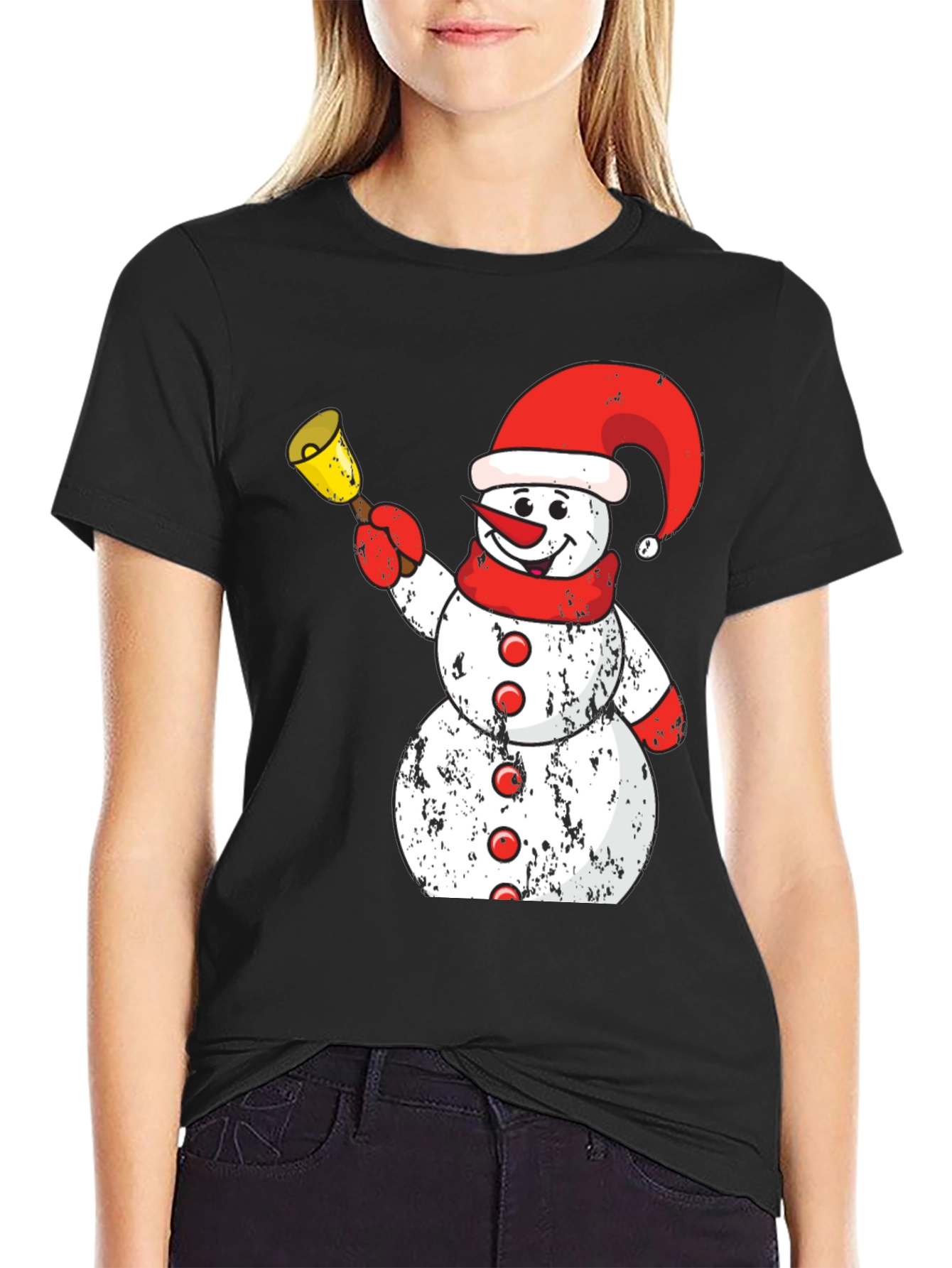 Festive Snowman Graphic Tee - Holiday Spirit