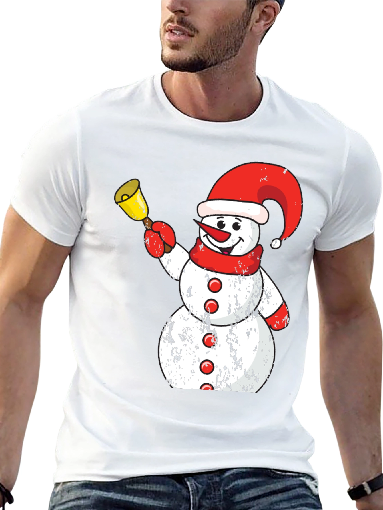 Festive Snowman Graphic Tee - Holiday Spirit
