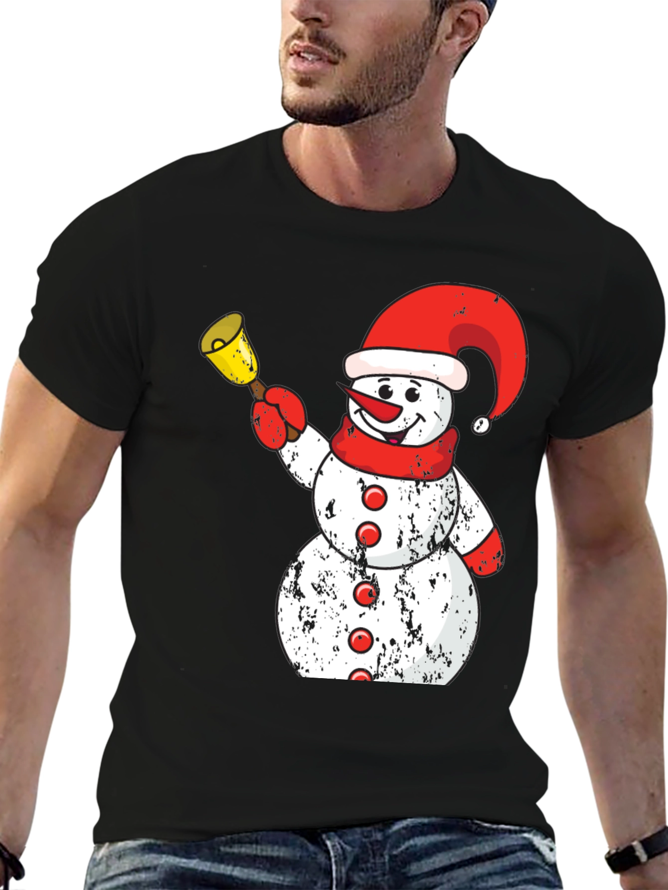Festive Snowman Graphic Tee - Holiday Spirit