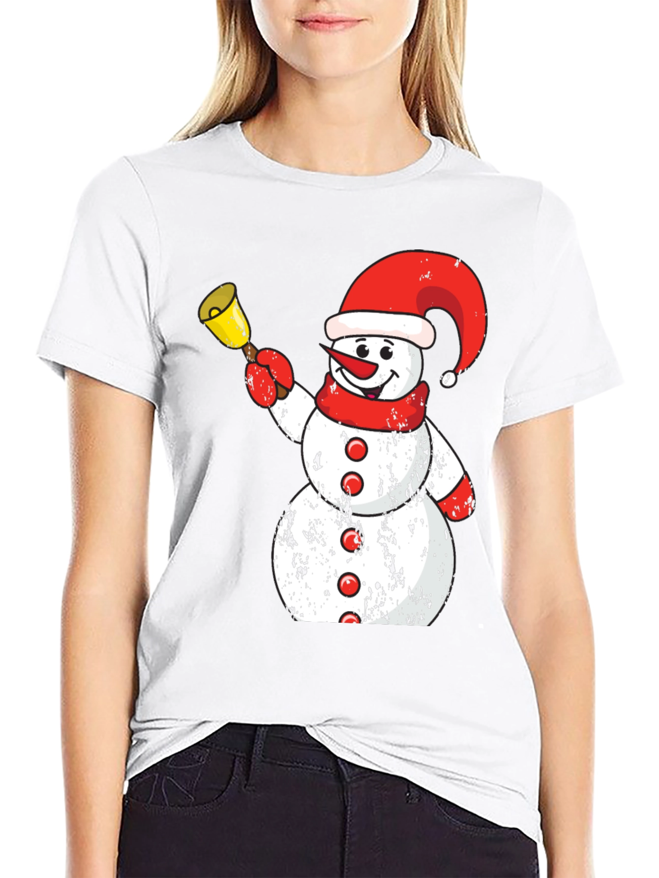 Festive Snowman Graphic Tee - Holiday Spirit