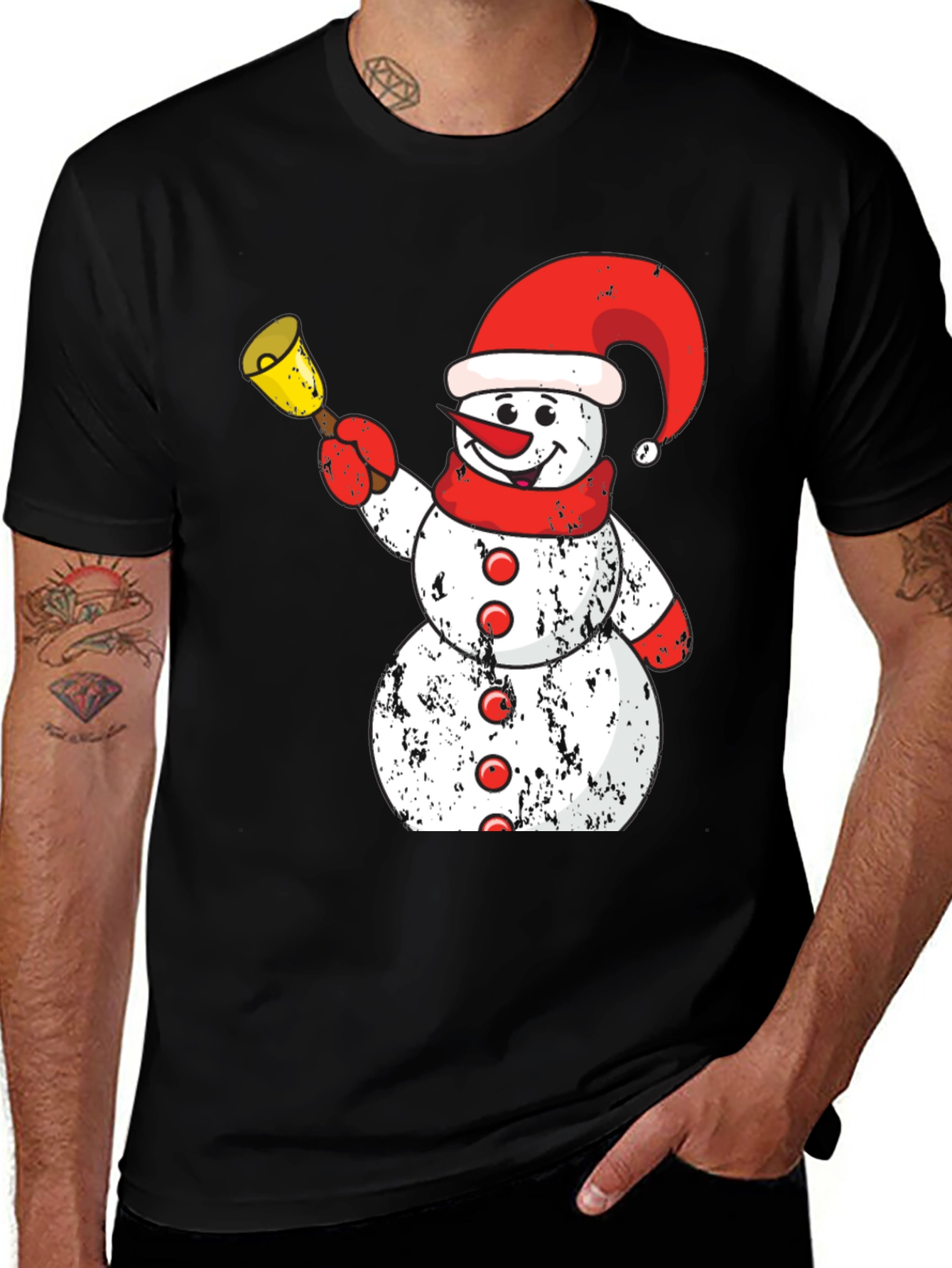 Festive Snowman Graphic Tee - Holiday Spirit