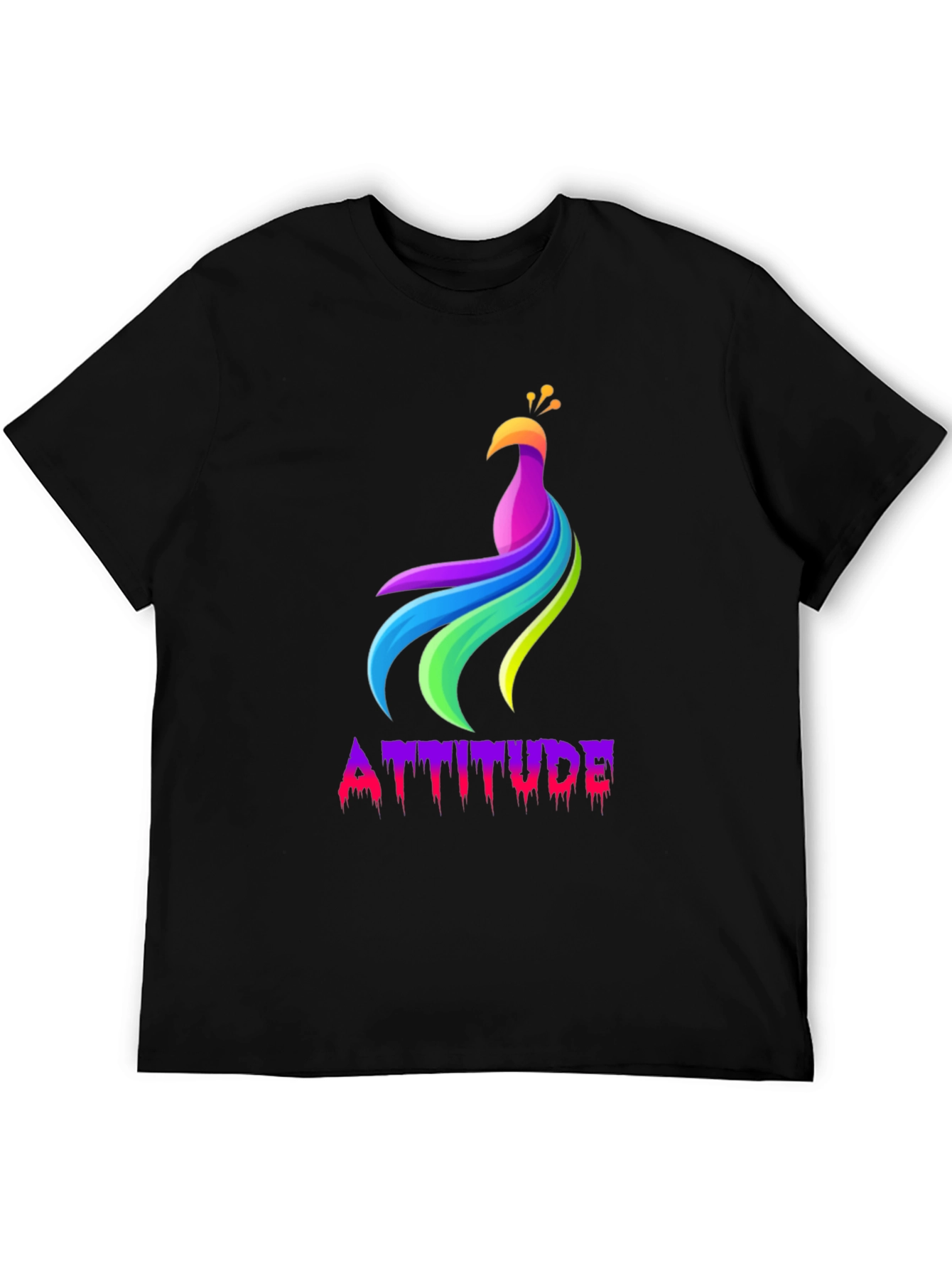 Mens Black Attitude Peacock Graphic Tee